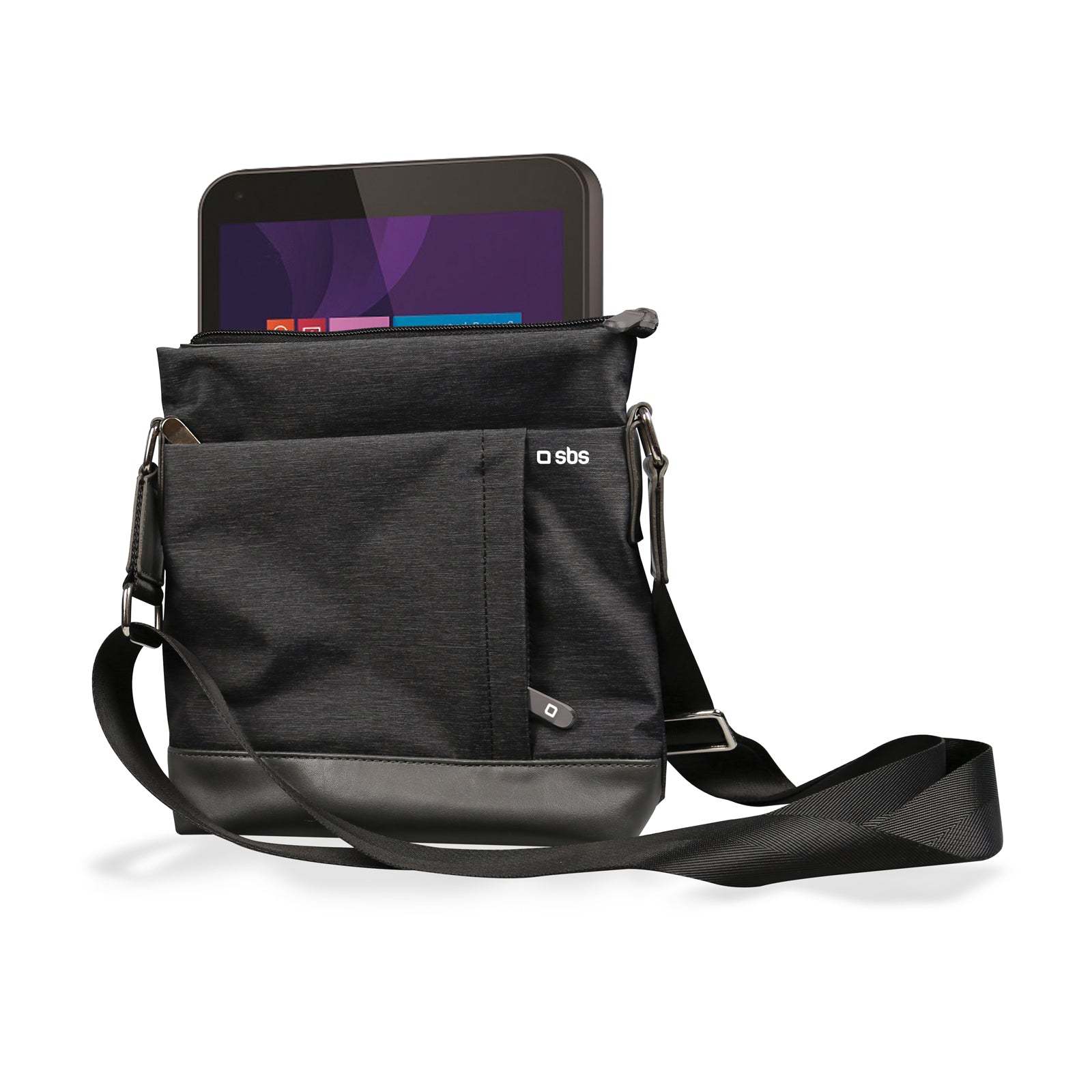 Borsa a tracolla nera per tablet 8” in nylon - Main Image