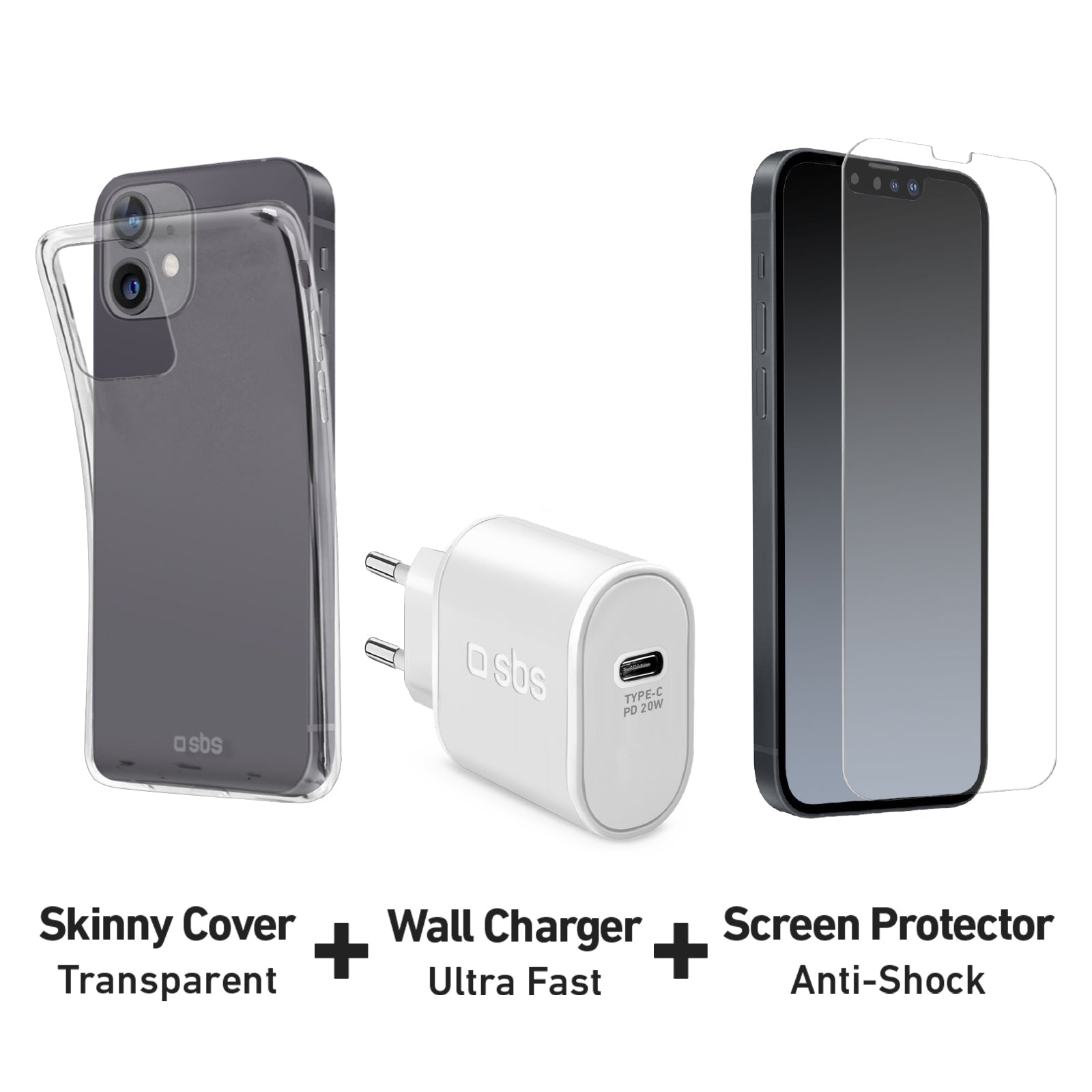 Kit chargeur, coque et écran pour iPhone 13