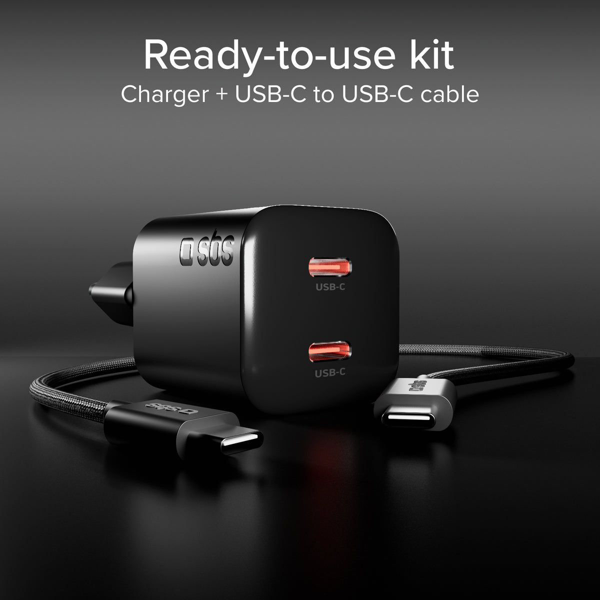Kit ricarica 100W doppia USB‑C con cavo
