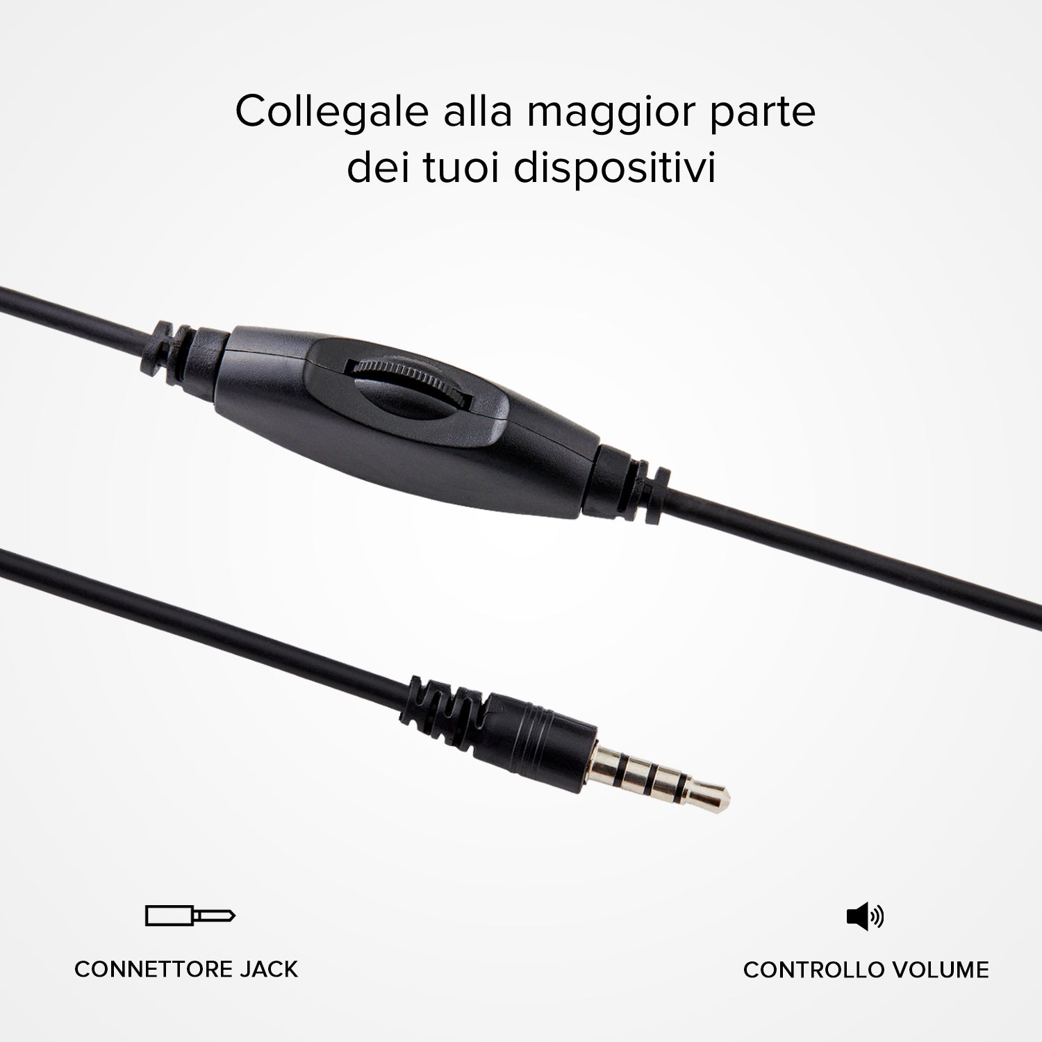 Cuffie stereo con filo jack 3.5 mm e microfono orientabile