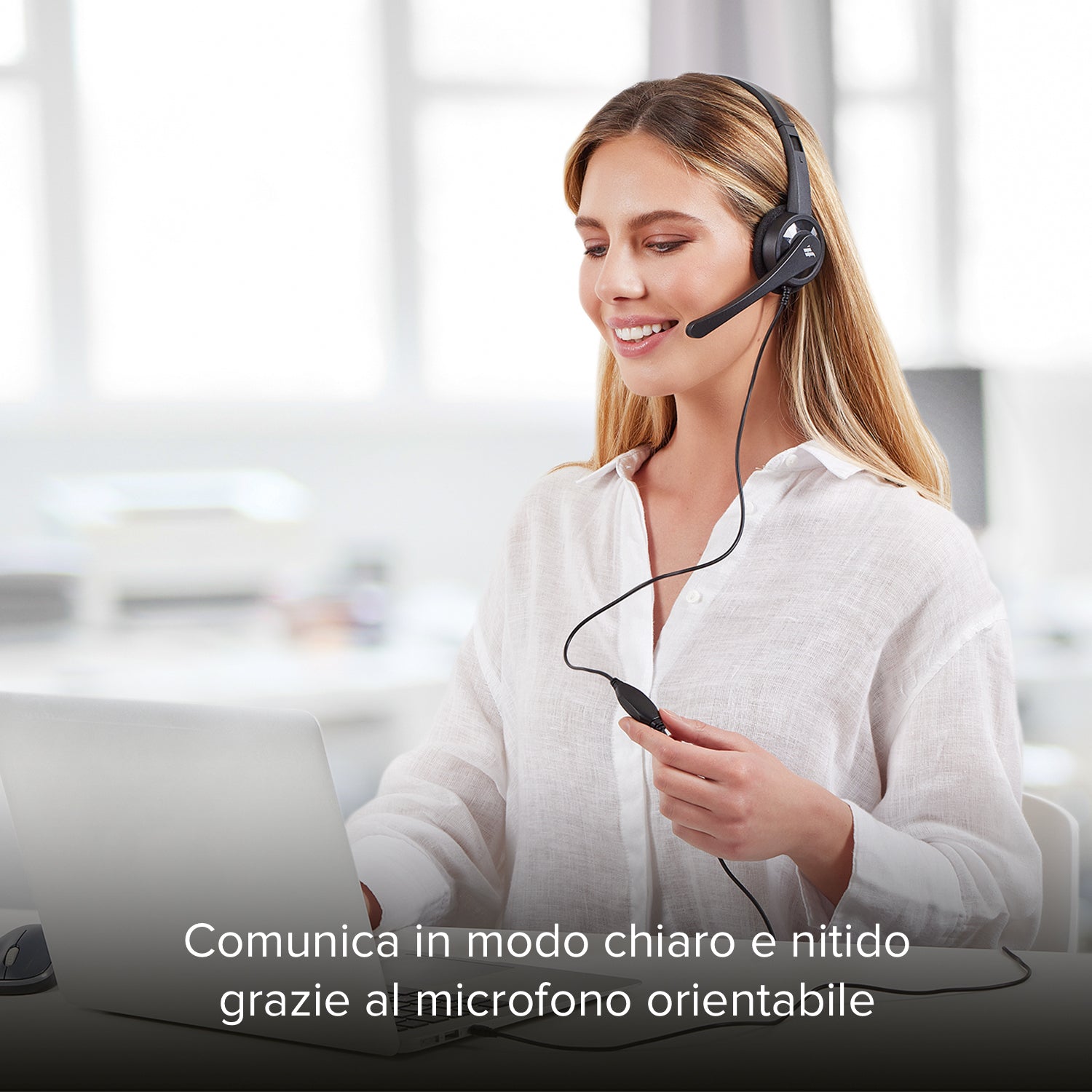 Cuffie stereo con filo jack 3.5 mm e microfono orientabile