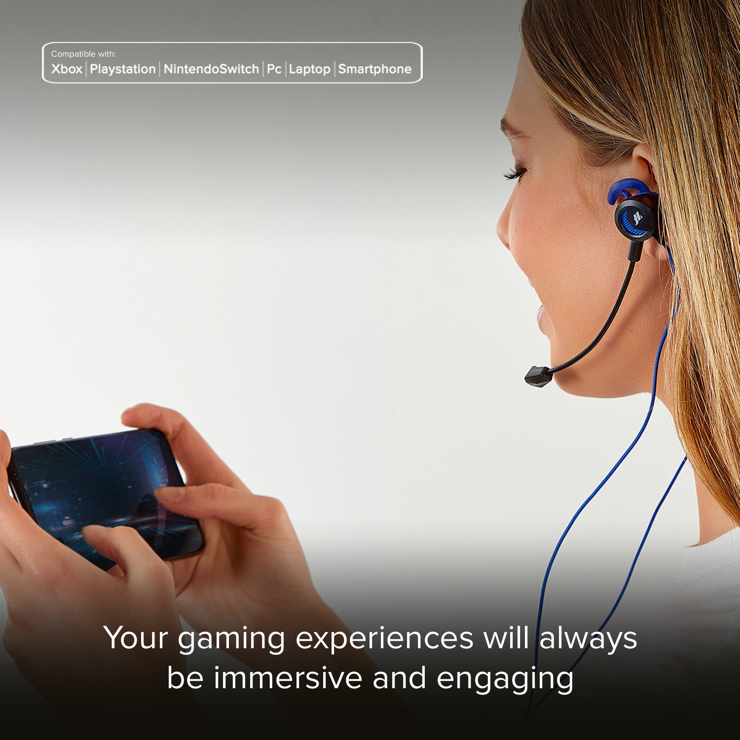 Écouteurs filaires gaming avec microphone amovible et archets