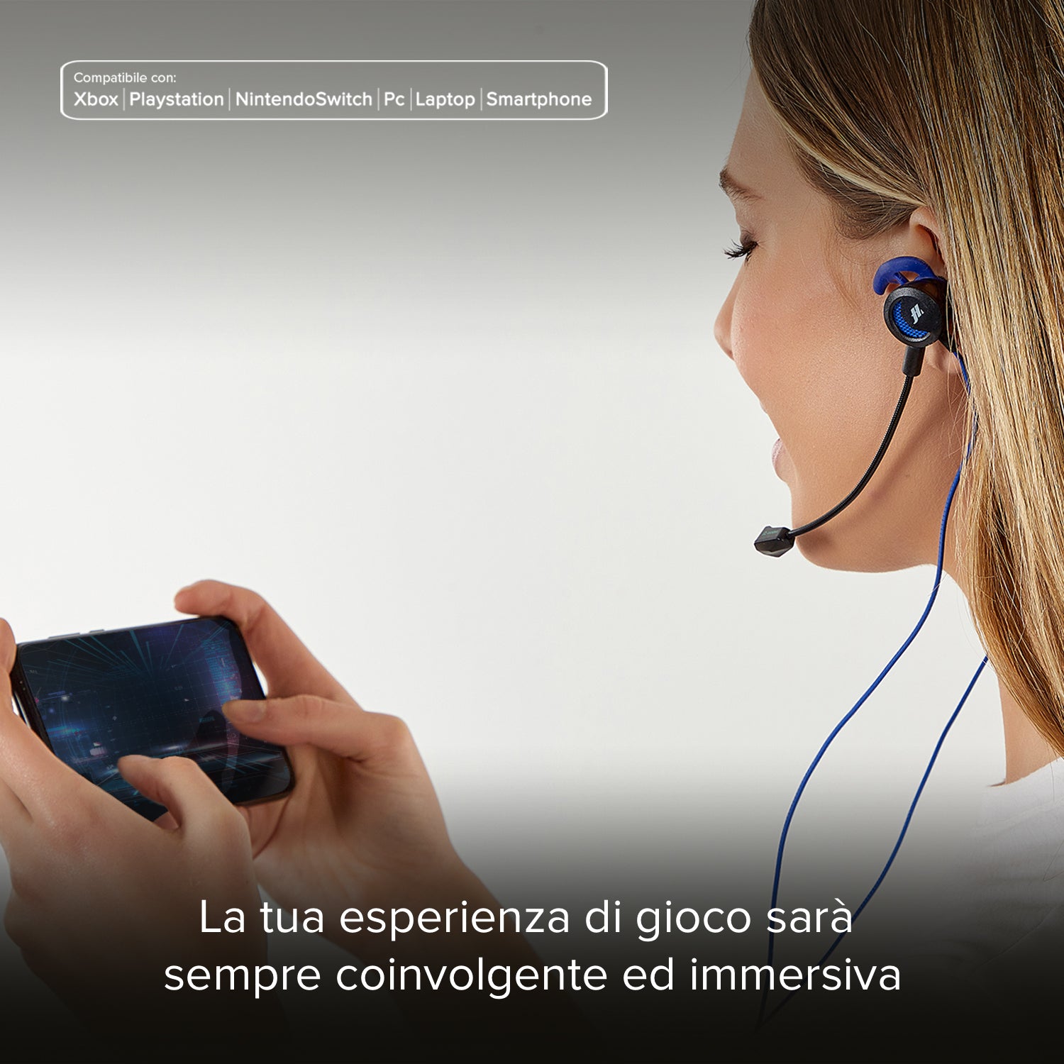 Auricolari gaming con filo stereo e microfono orientabile