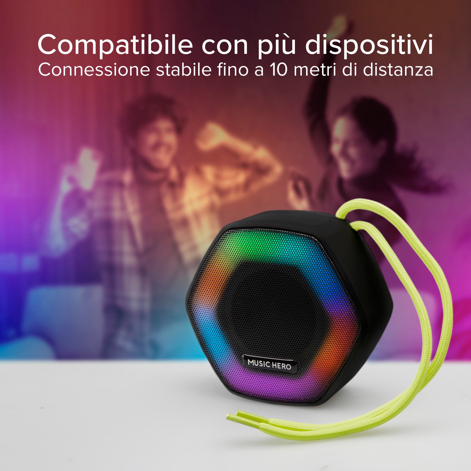 IBIZA 5W wireless speaker with multi-coloured LEDs