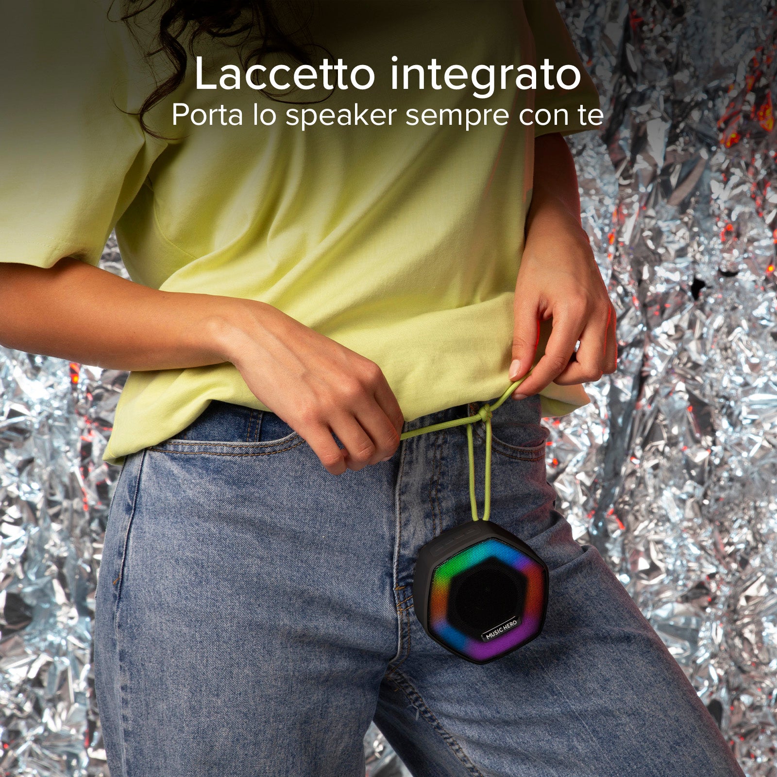 IBIZA 5W wireless speaker with multi-coloured LEDs