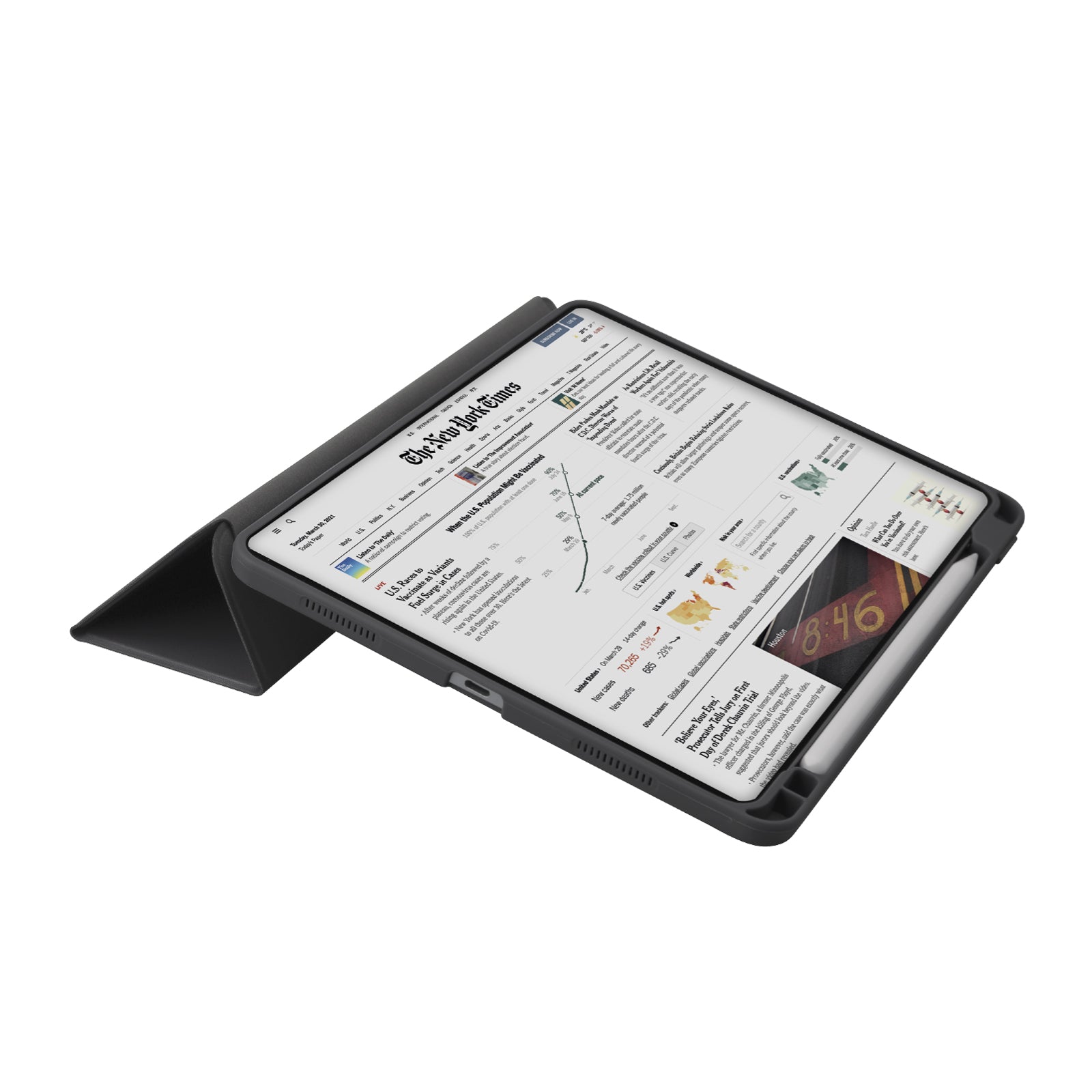 Funda de libro stand con porta pendrive para iPad Mini 7/6/5