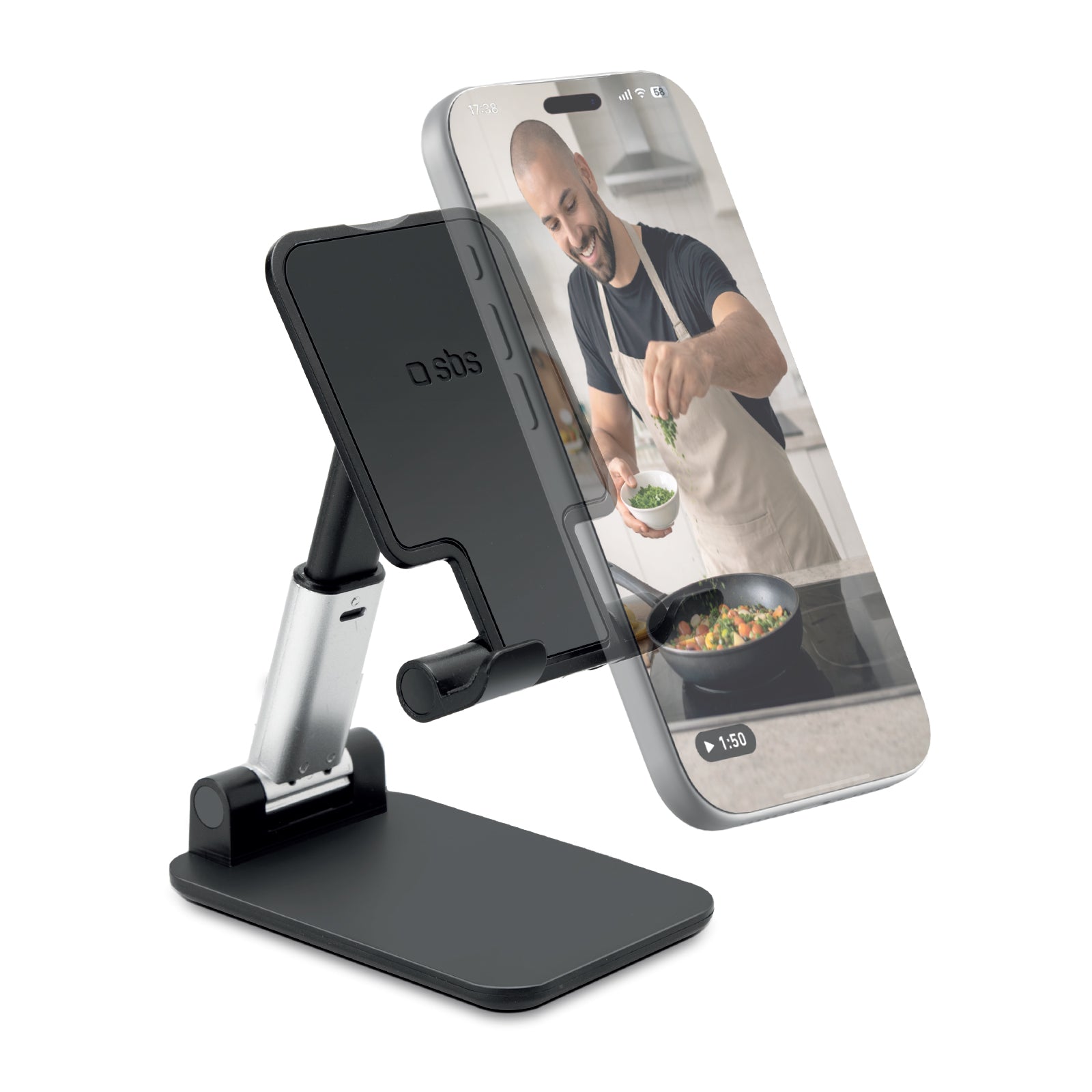 Prio® Supporto Per Cellulare Da Tavolo In Alluminio - Girevole 360° E Pieghevole - Per Smartphone E Tablet Fino A 9,7 Pollici - 2