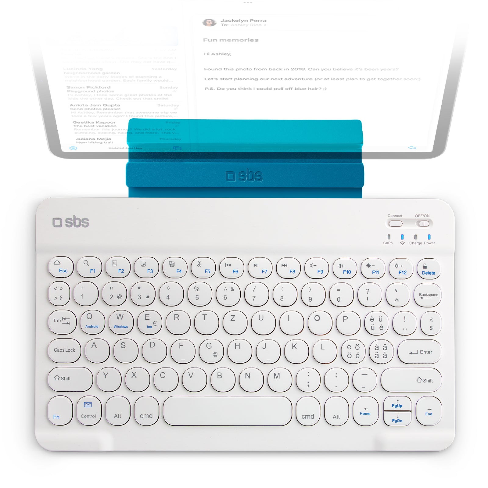 Universal Swiss-German wireless keyboard with stand function