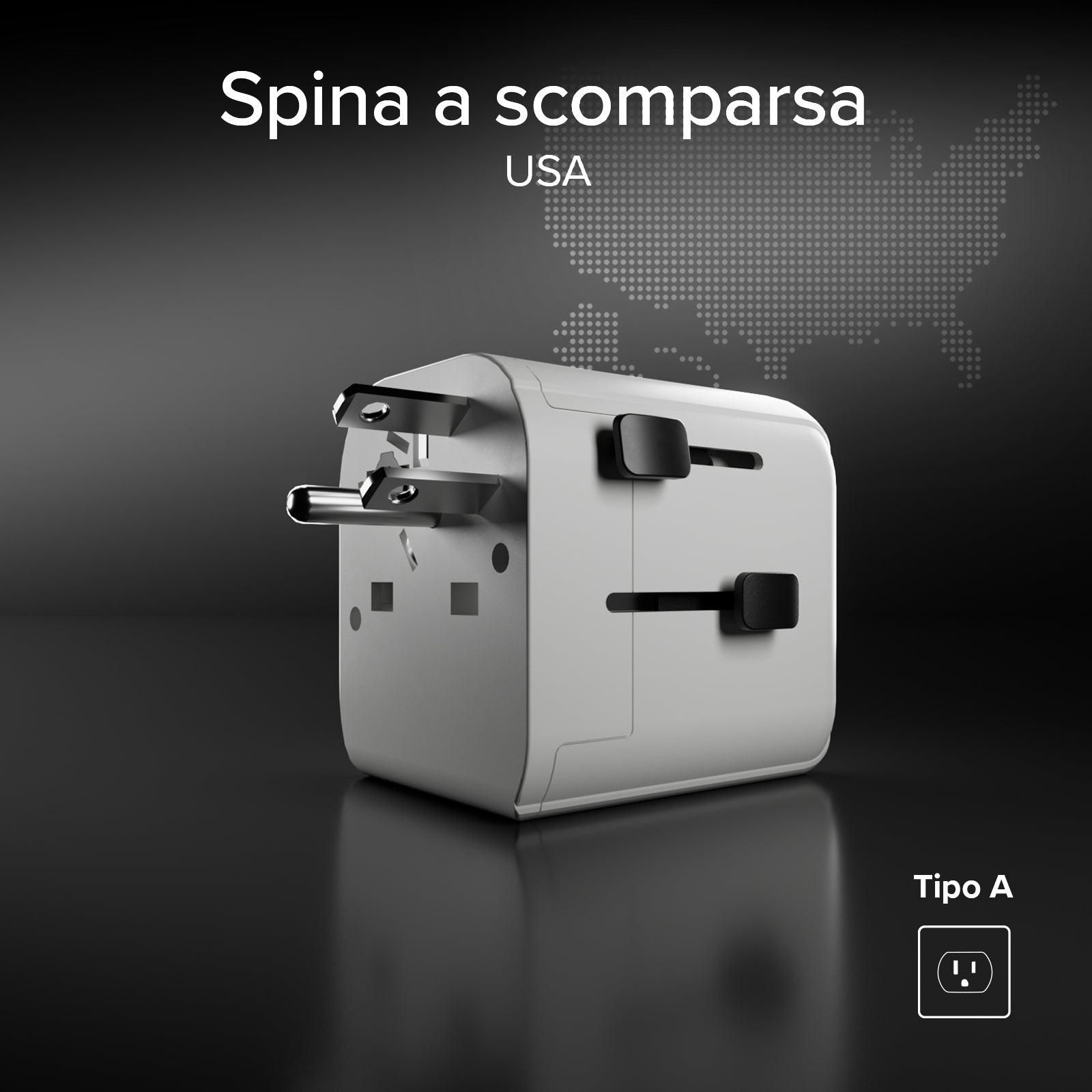 Adaptateur universel de voyage 2500 W avec fiches internationales RU, US, Asie