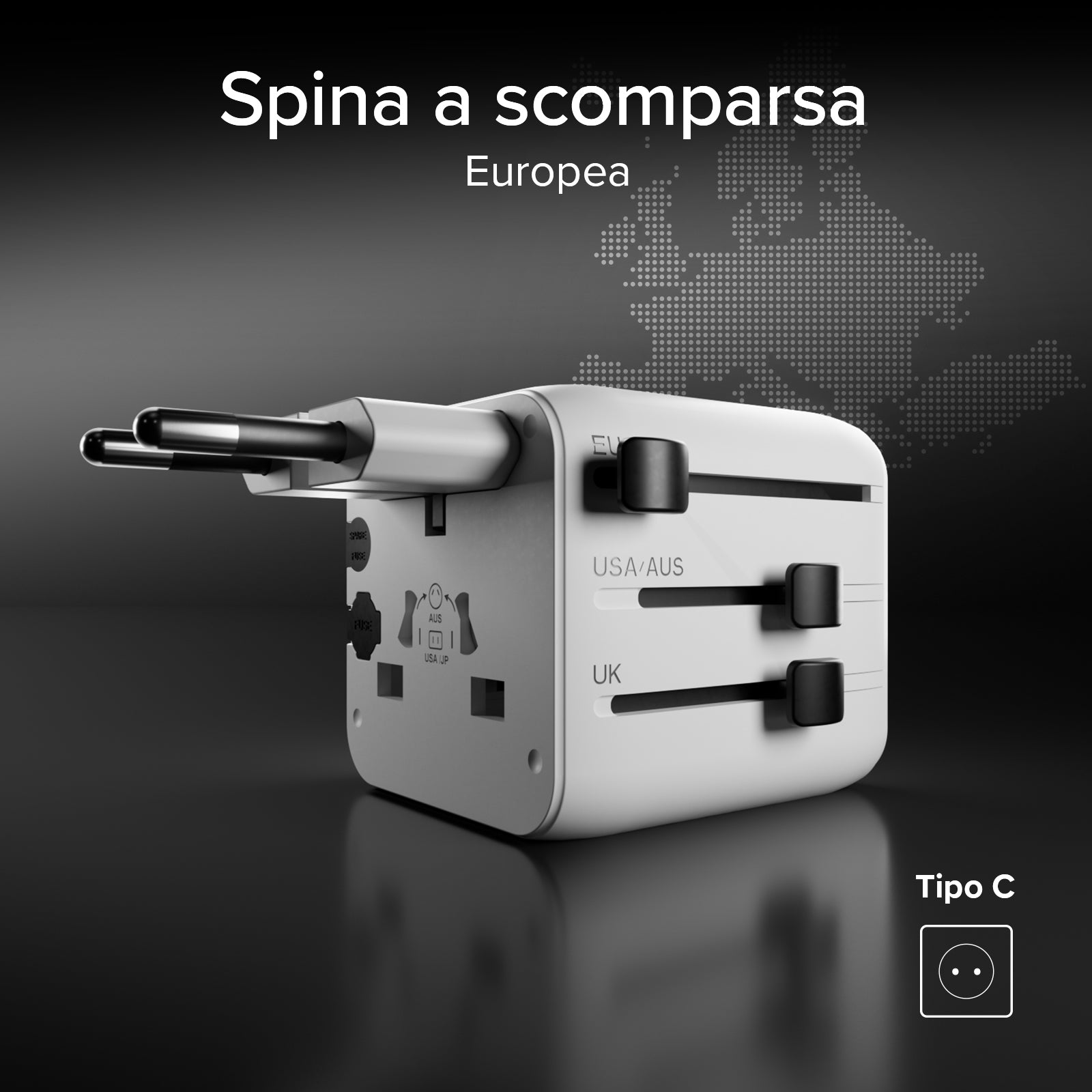 Adaptateur universel avec fiches internationales 2500 W