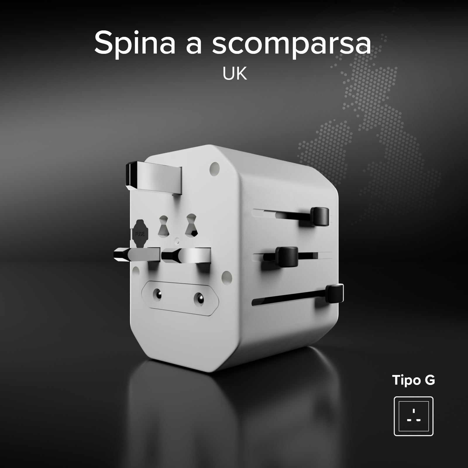 Universal travel adapter for Europe, Americas, Asia, Africa