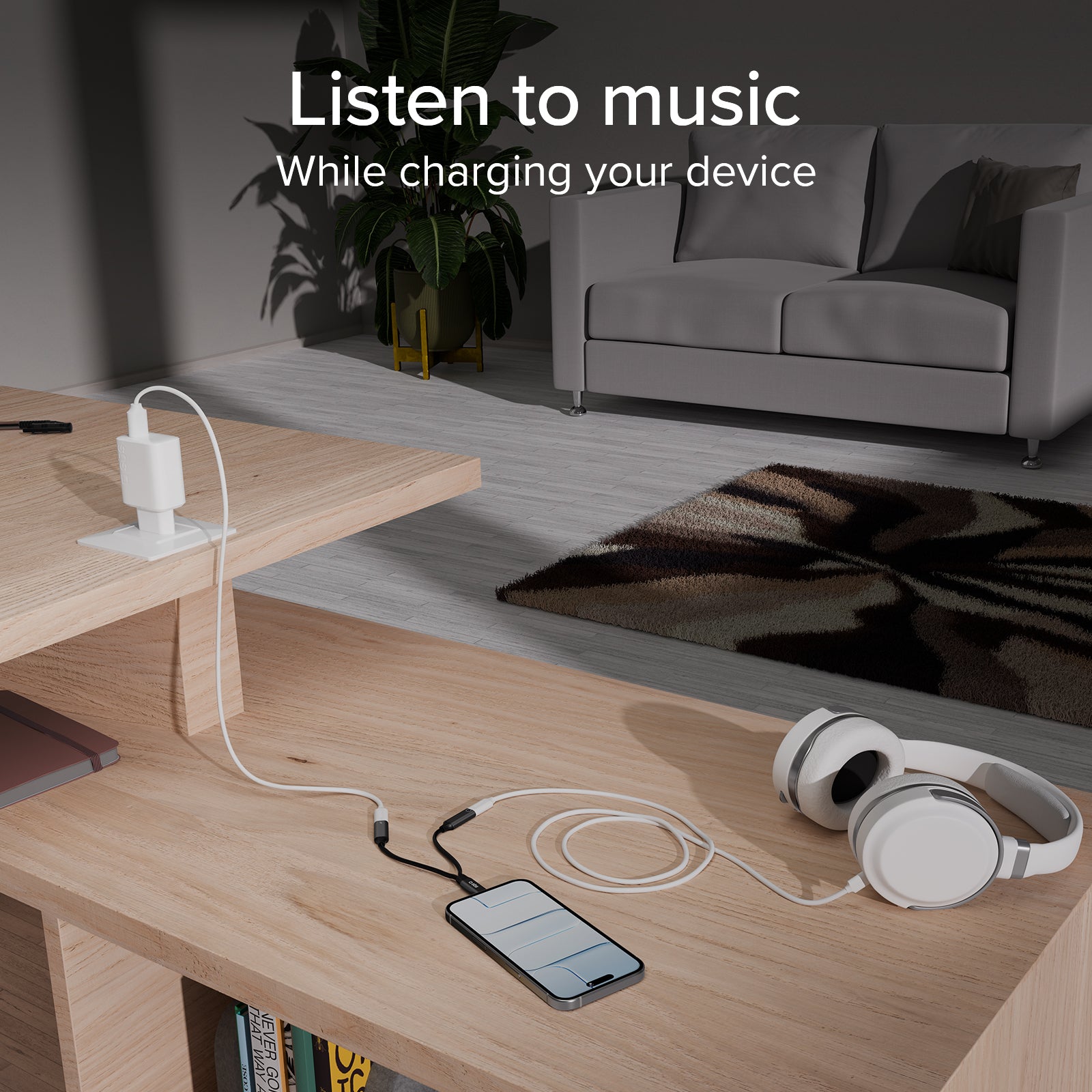 Adattatore USB-C audio e ricarica simultanea