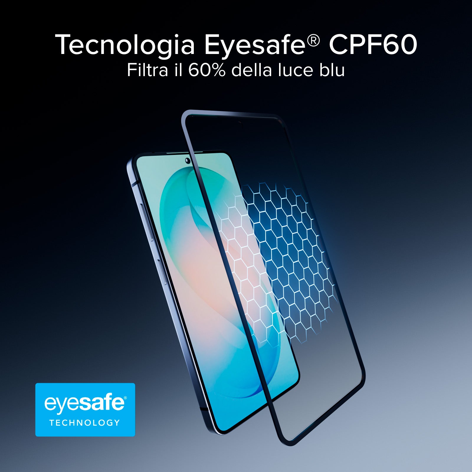 Vidrio protector de pantalla Full Cover anti-luz azul con tecnología Eyesafe® CPF60 para Samsung S26+