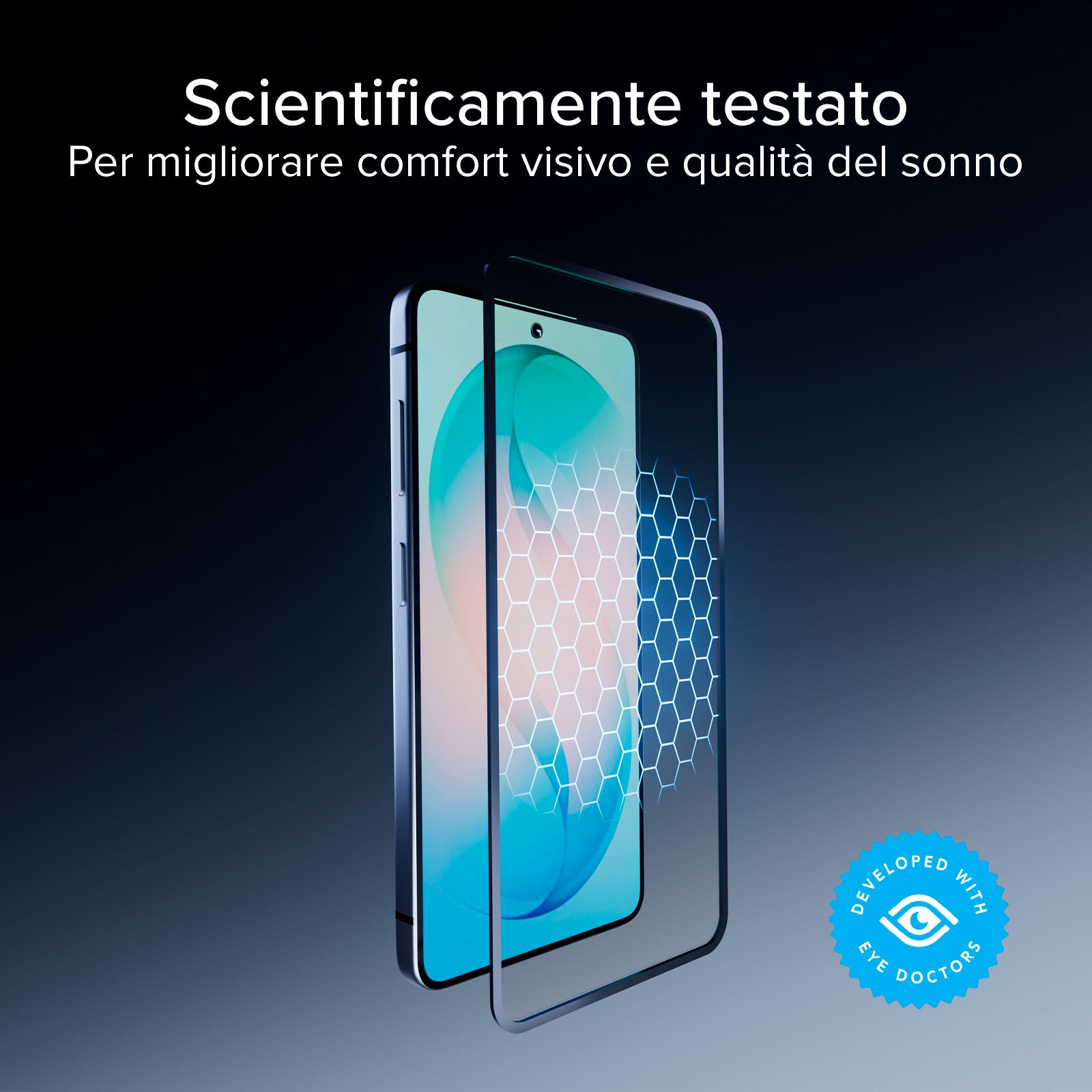 Vidrio protector de pantalla Full Cover anti-luz azul con tecnología Eyesafe® CPF60 para Samsung S26+