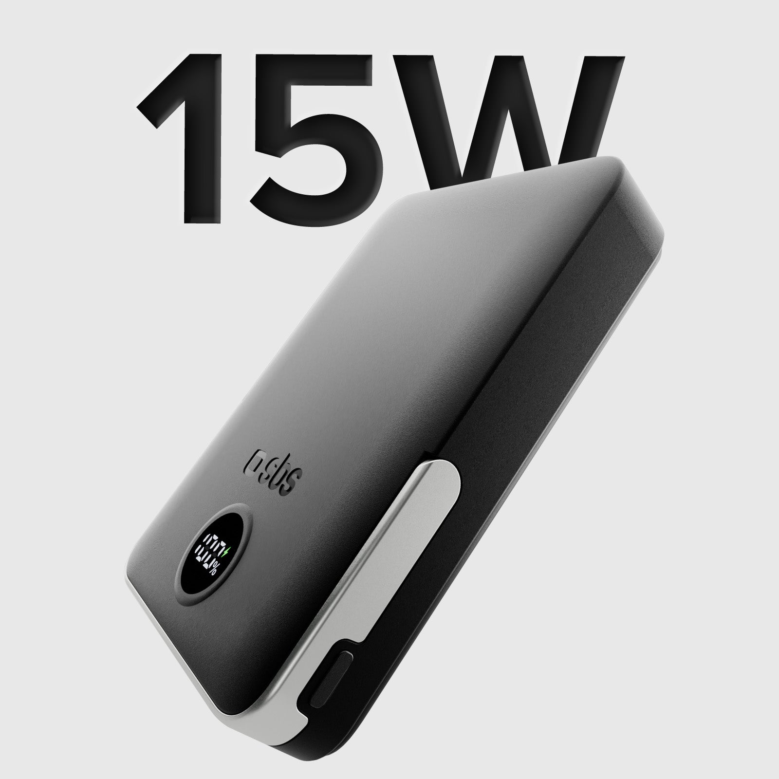 Power bank inalámbrica 10.000 mAh con soporte y pantalla LCD
