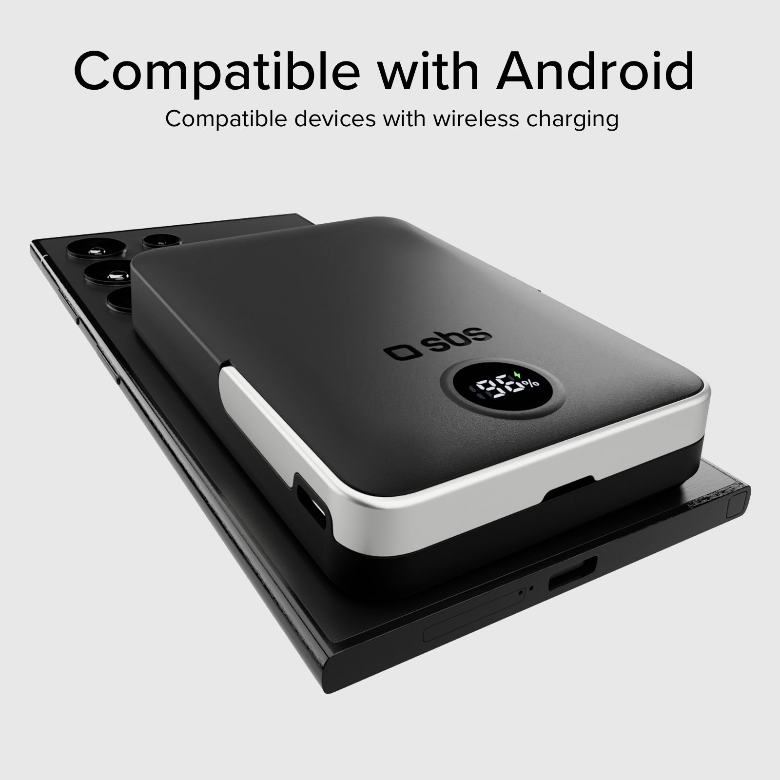 Power bank battery pack 10.000 mAh wireless con supporto stand integrato e LCD