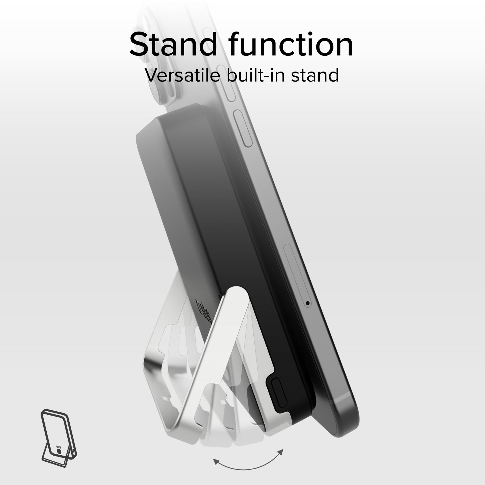 Power bank battery pack 10.000 mAh wireless con supporto stand integrato e LCD