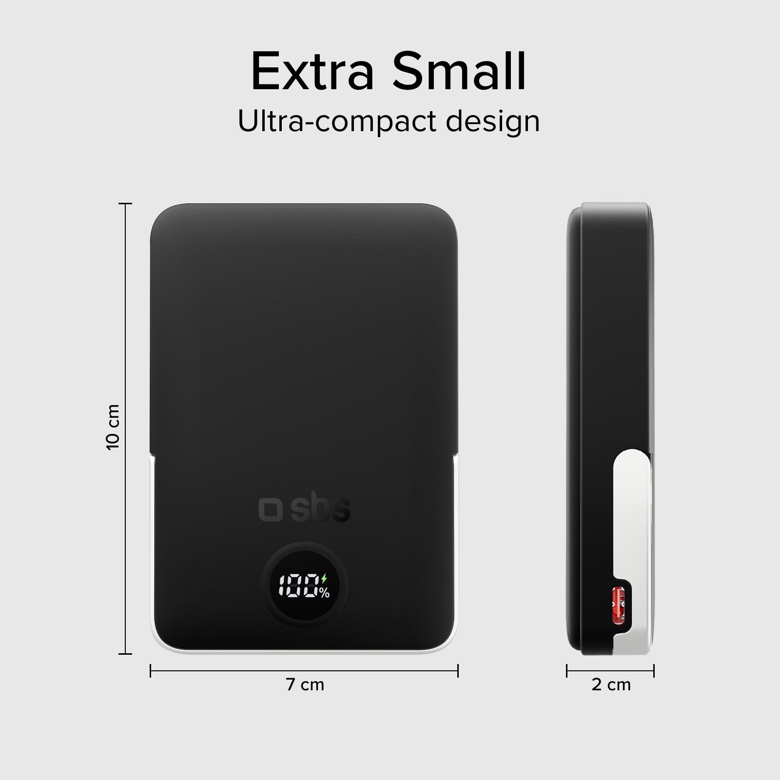 Power bank battery pack 10.000 mAh wireless con supporto stand integrato e LCD