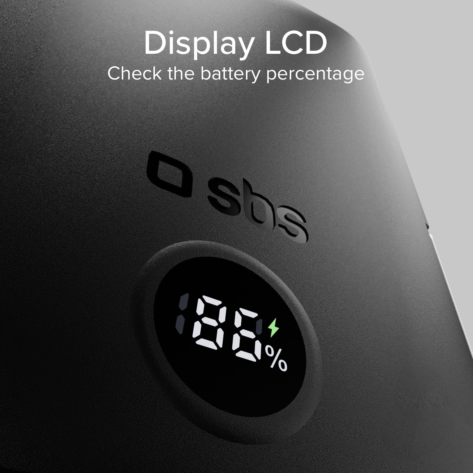 Power bank battery pack 10.000 mAh wireless con supporto stand integrato e LCD