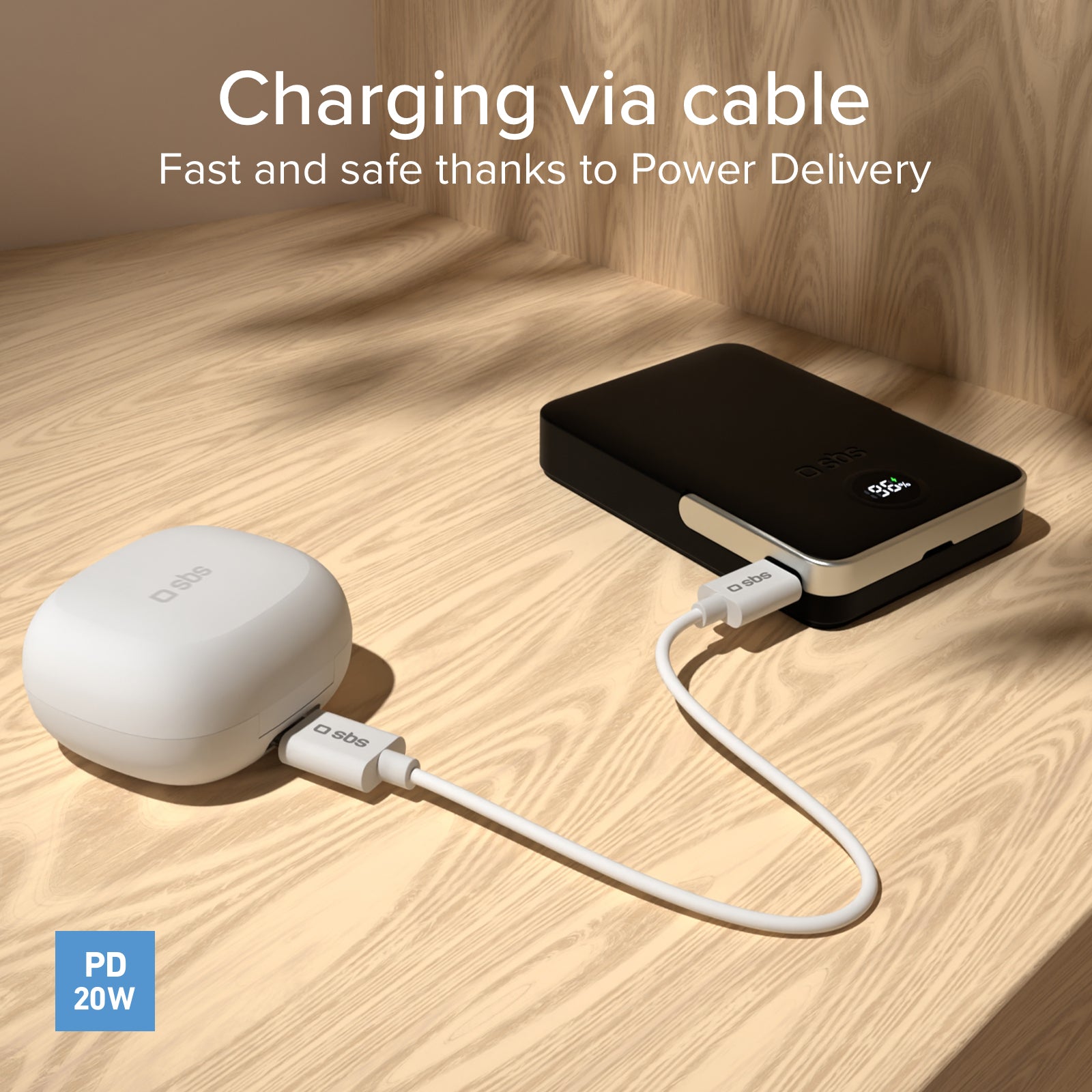 Power bank battery pack 10.000 mAh wireless con supporto stand integrato e LCD