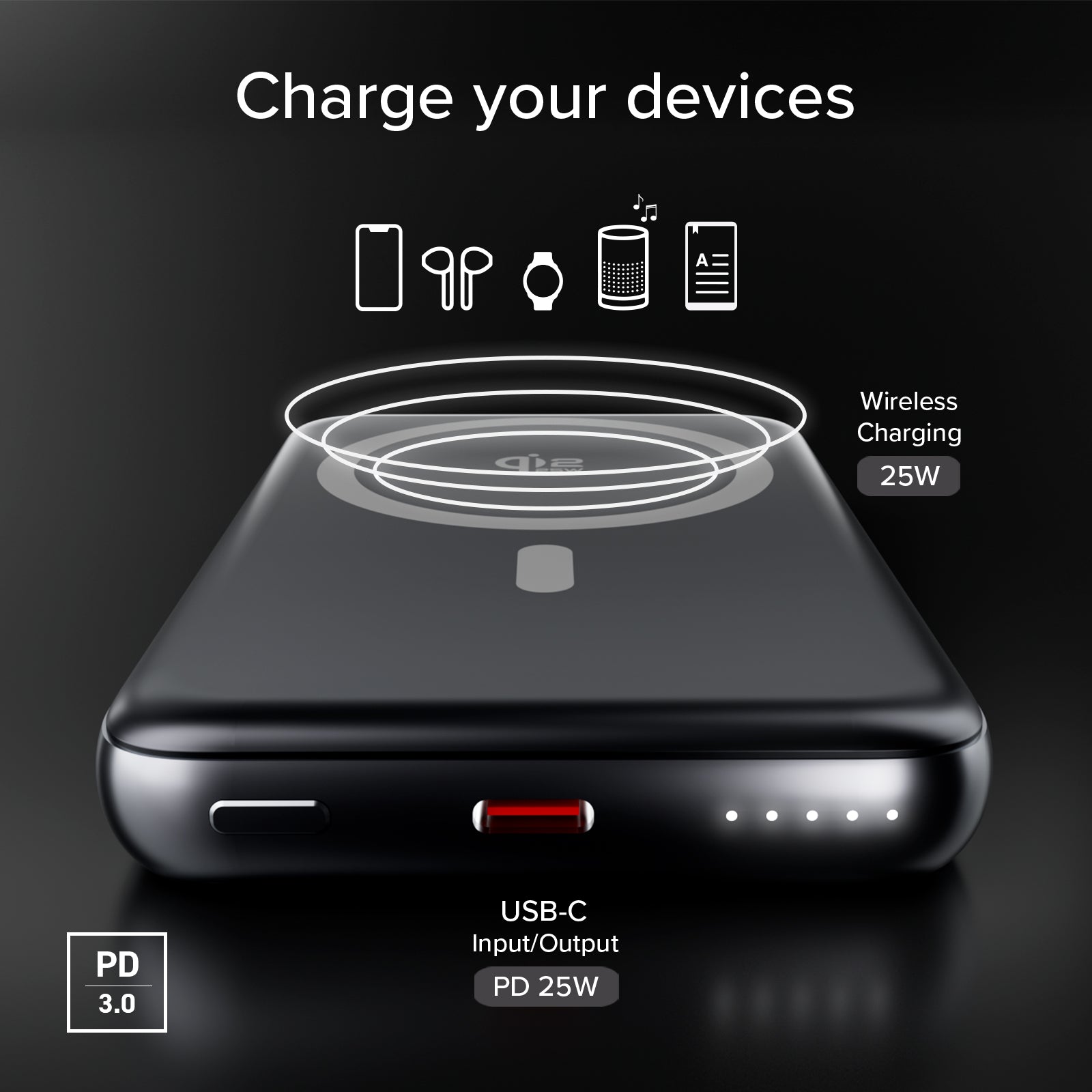Magnetische 10000 mAh Qi2.2 25W Powerbank mit Power Delivery 3.0 und Aluminium-Finish