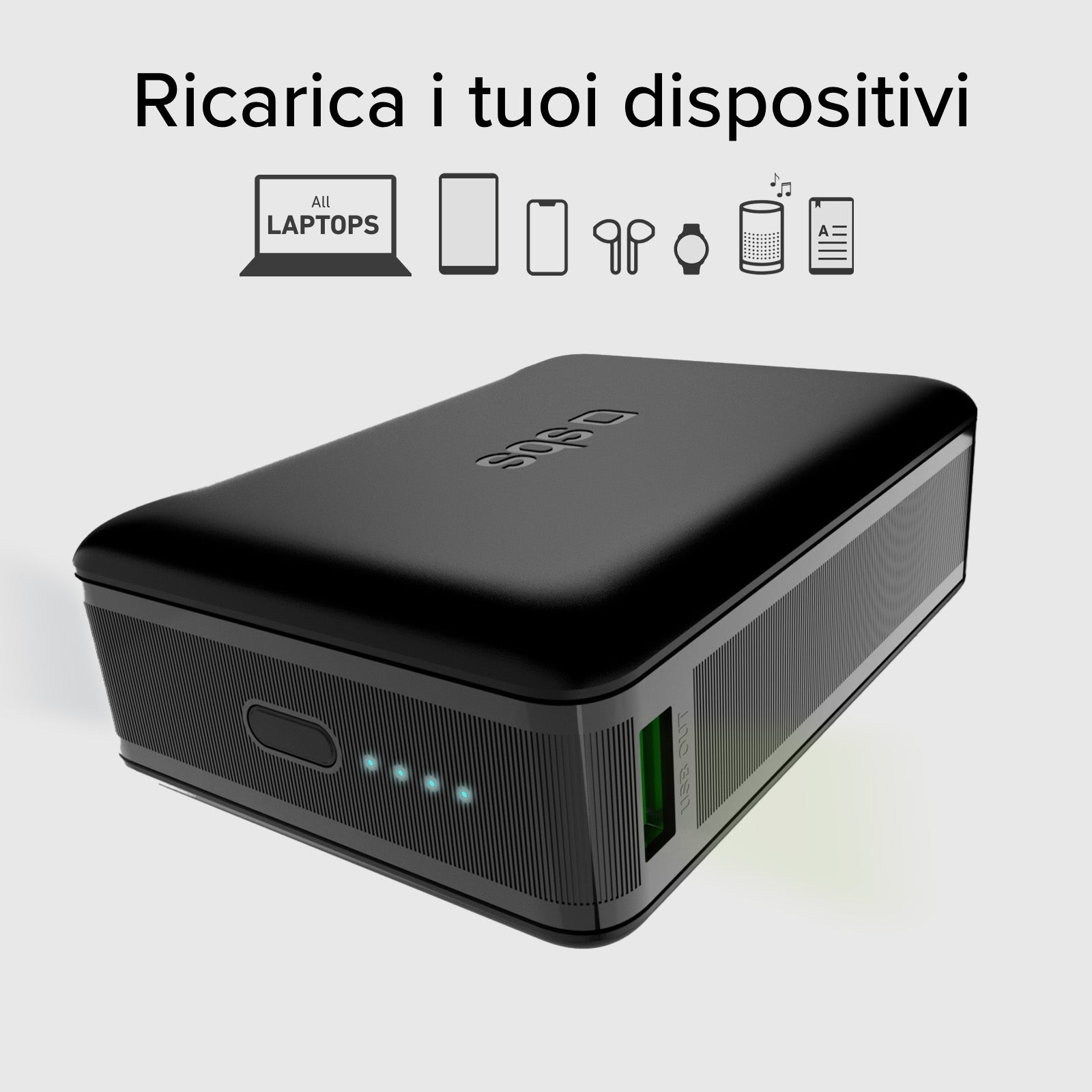 Power bank 20.000mAh per computer, smartphone, tablet con USB-C e USB-A
