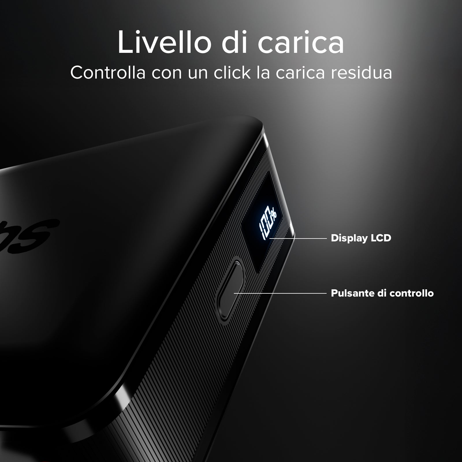 Power bank da 20.000 mAh con display LCD e ricarica per laptop da 65 W