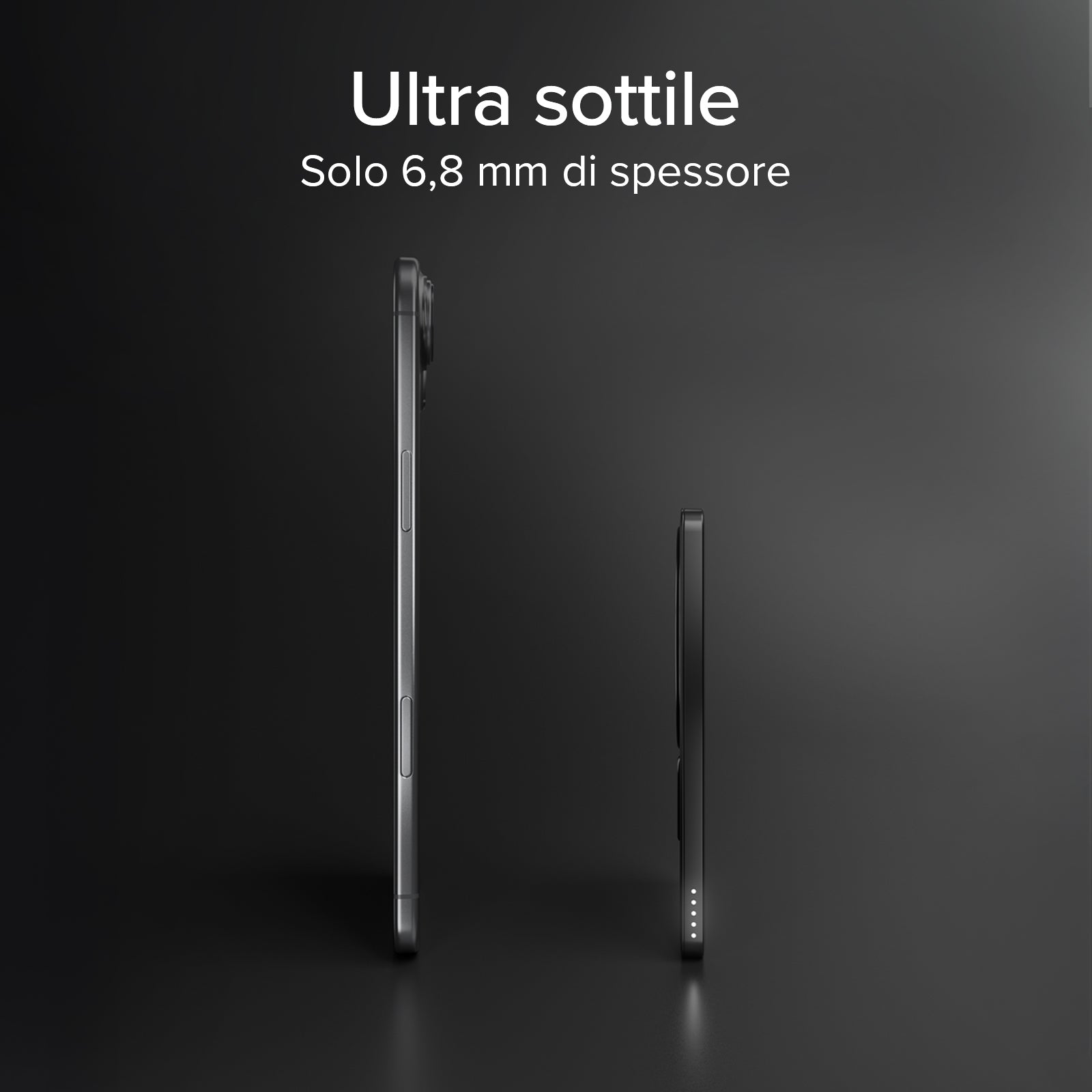 Slim 3000 mAh Magnetic Power Bank with 5W Wireless Charging Compatible with MagSafe
