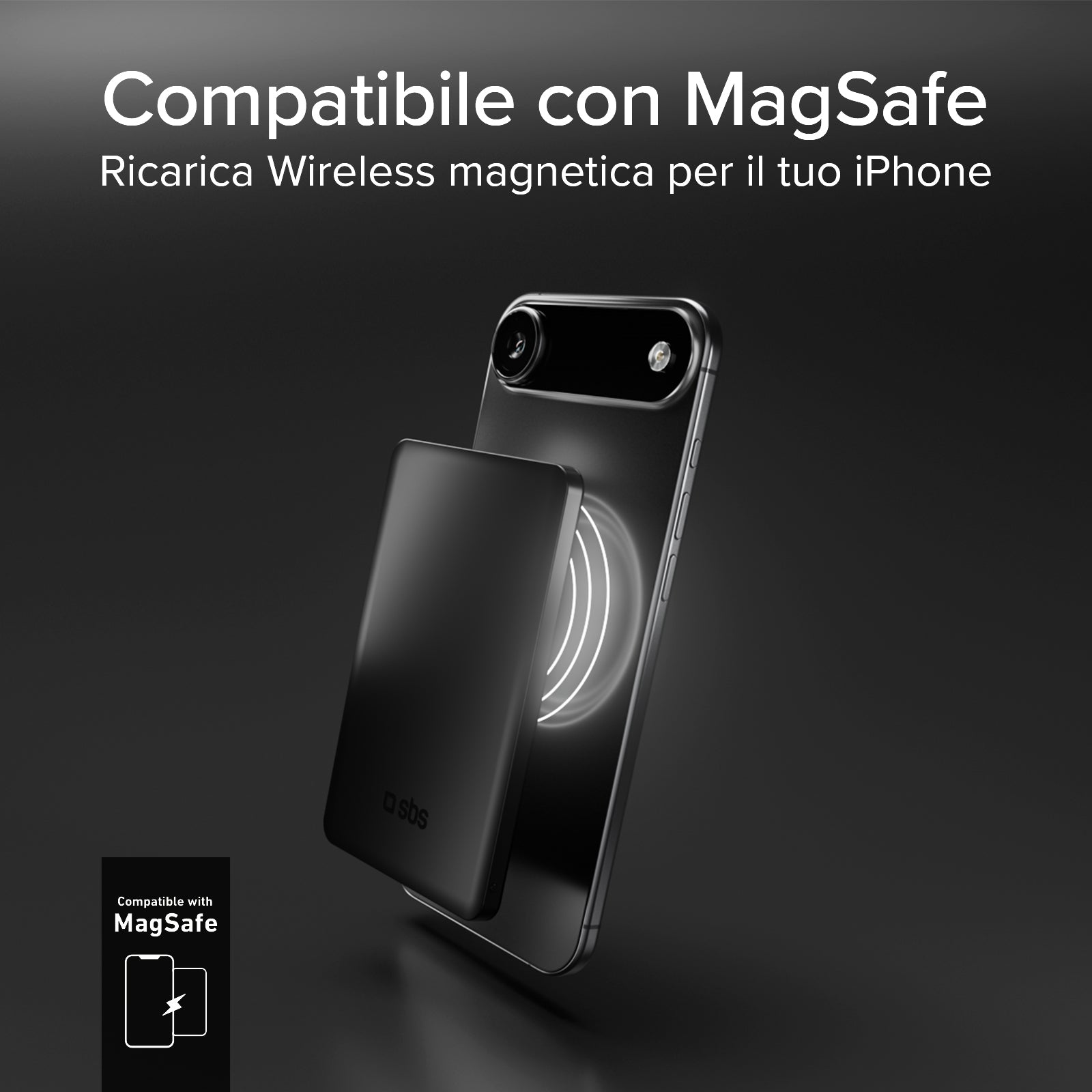 Power bank magnético slim de 3000 mAh con carga inalámbrica de 5W compatible con MagSafe