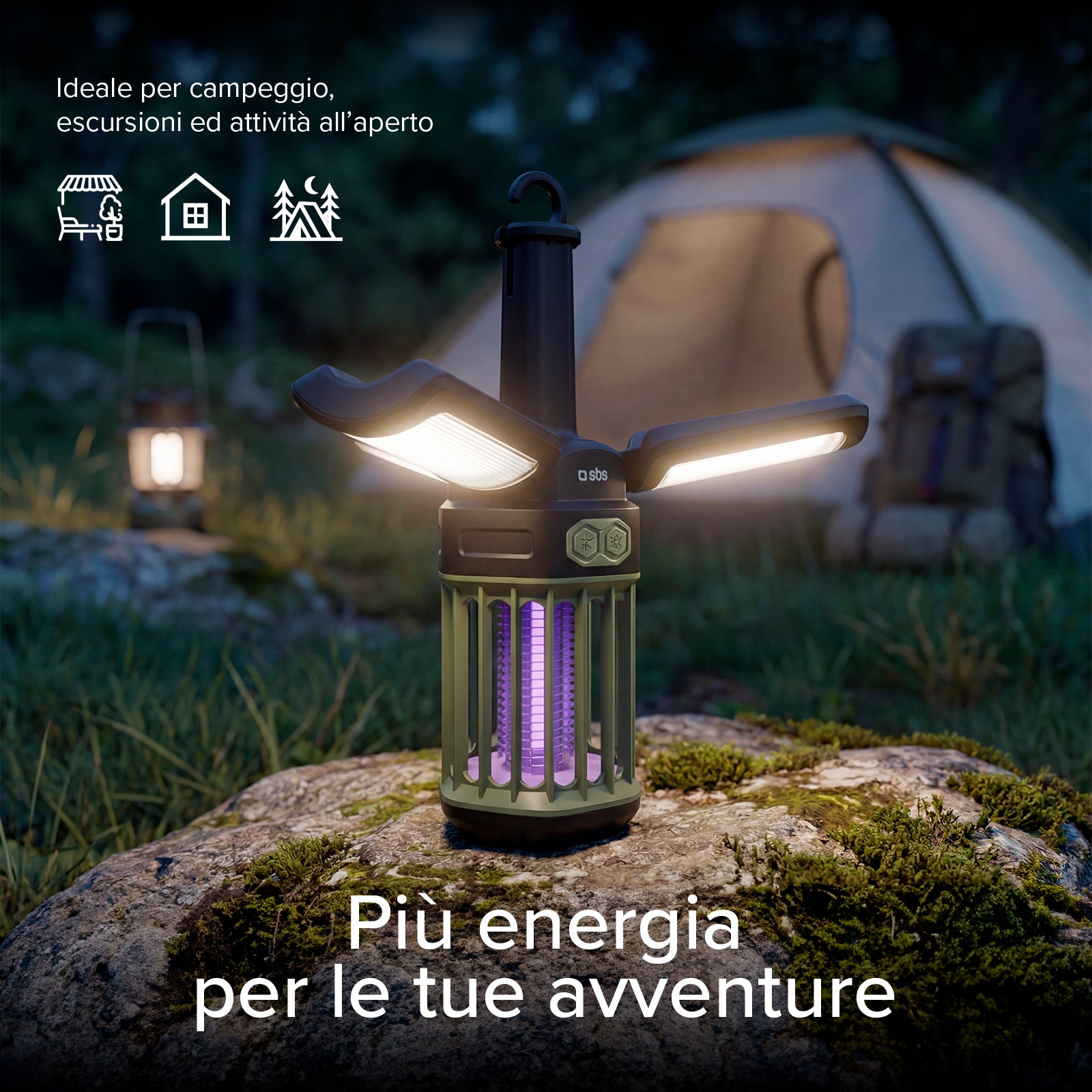 Linterna de exterior con batería externa de 3000 mAh y luz antimosquitos