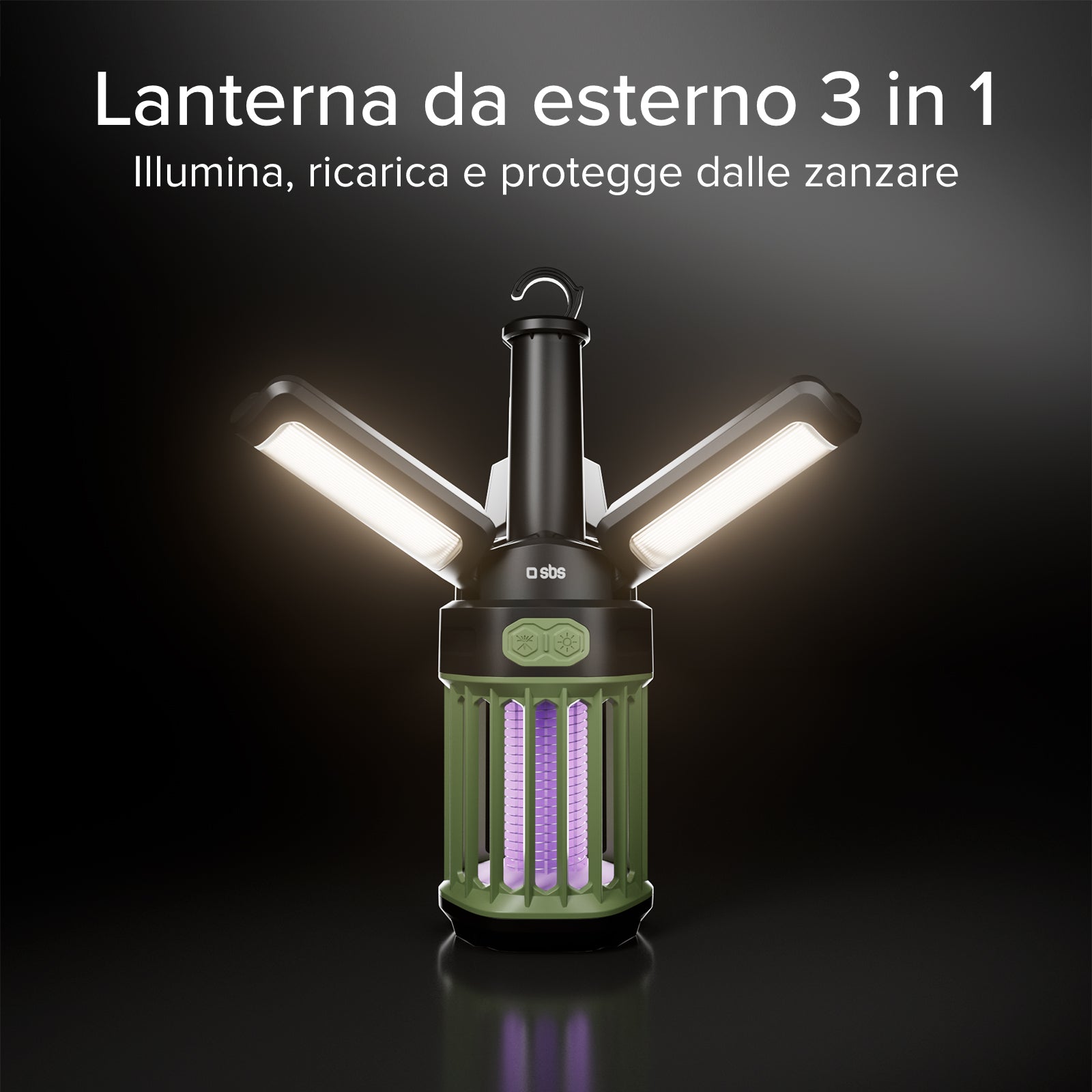 Outdoor lantern with 3000 mAh Power Bank and mosquito-repellent light