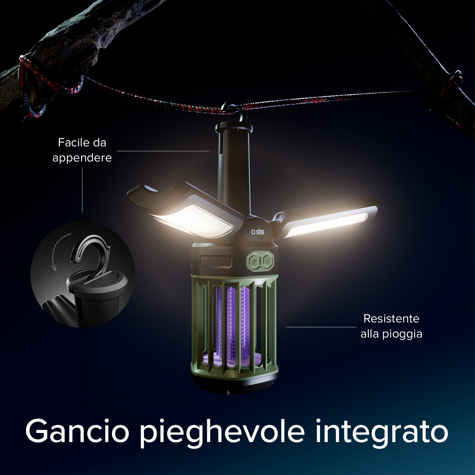 Outdoor lantern with 3000 mAh Power Bank and mosquito-repellent light