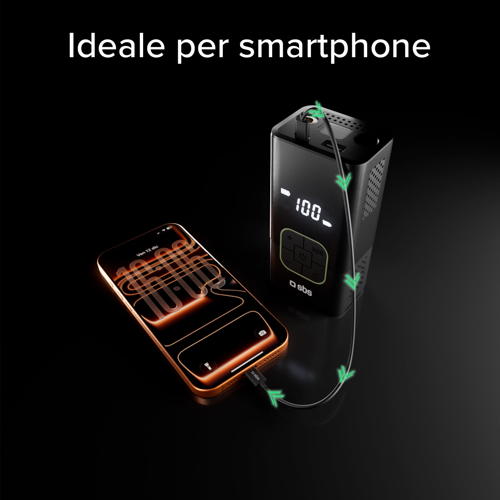Compresor portátil con función batería externa 3600 mAh 5 W y linterna LED para emergencias en exteriores