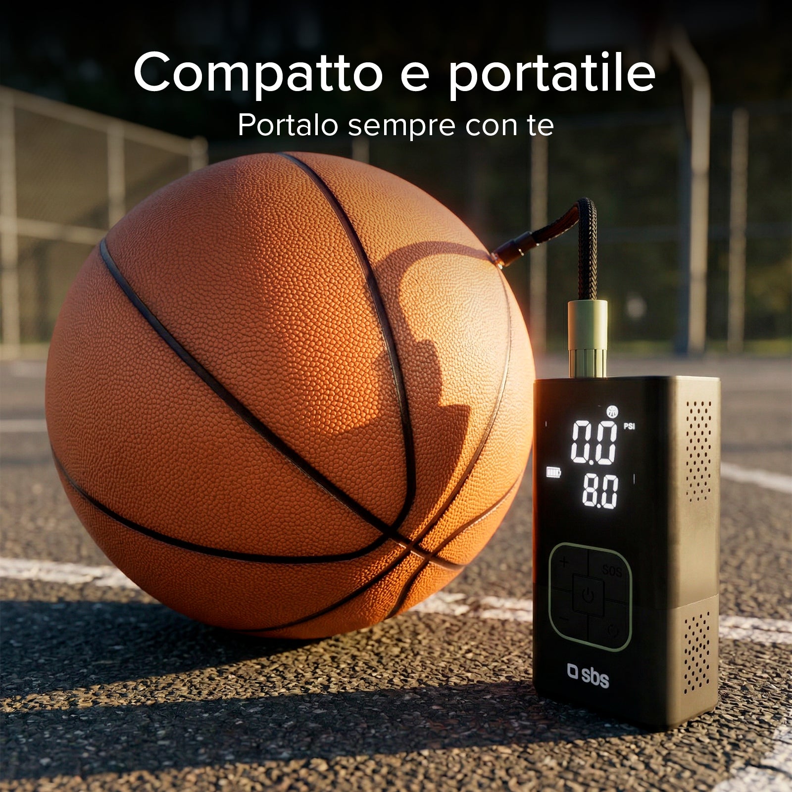 Compresor portátil con función batería externa 3600 mAh 5 W y linterna LED para emergencias en exteriores