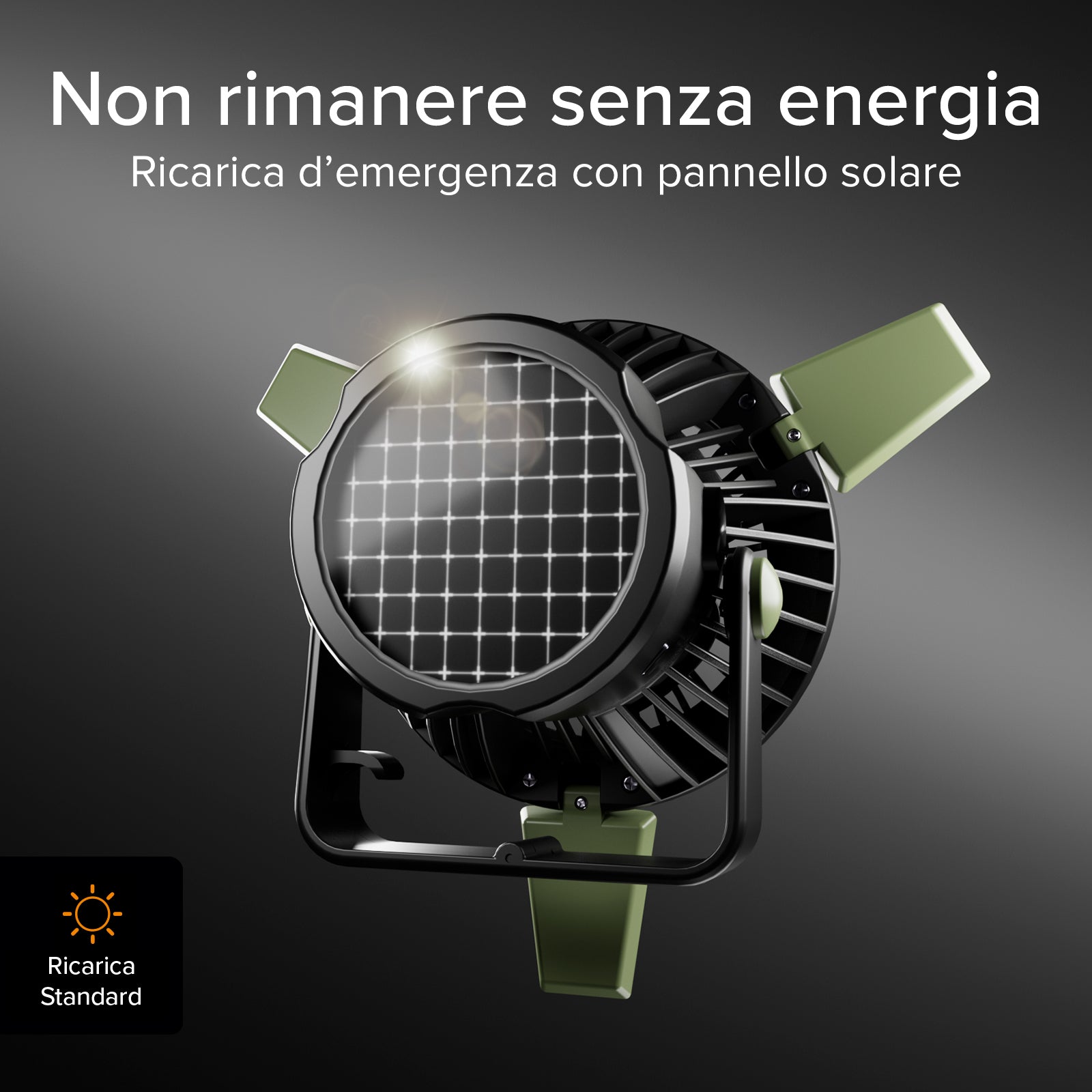 Ventilator mit Powerbank 4000 mAh, einstellbarer Beleuchtung und Solaraufladung