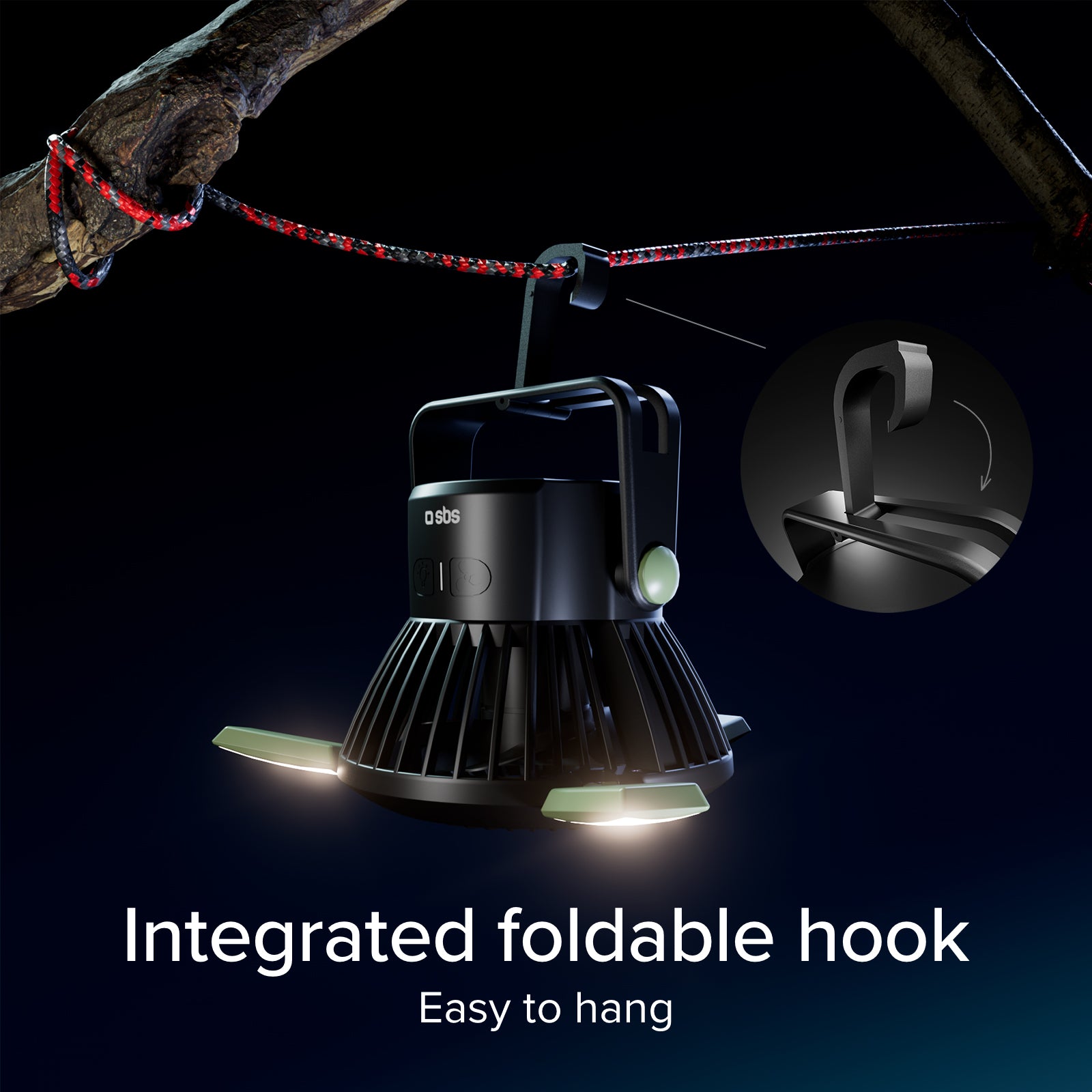 Fan with 4000 mAh Power Bank, adjustable light and solar charging