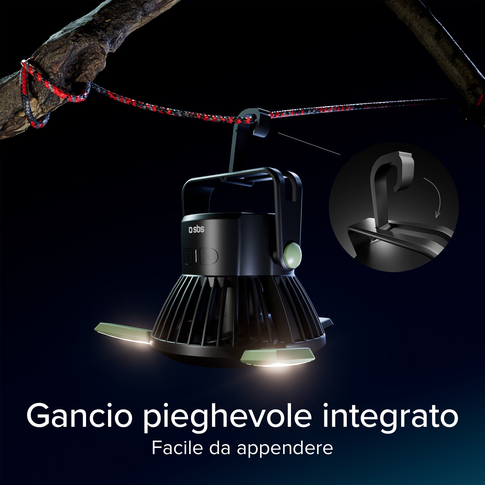 Fan with 4000 mAh Power Bank, adjustable light and solar charging