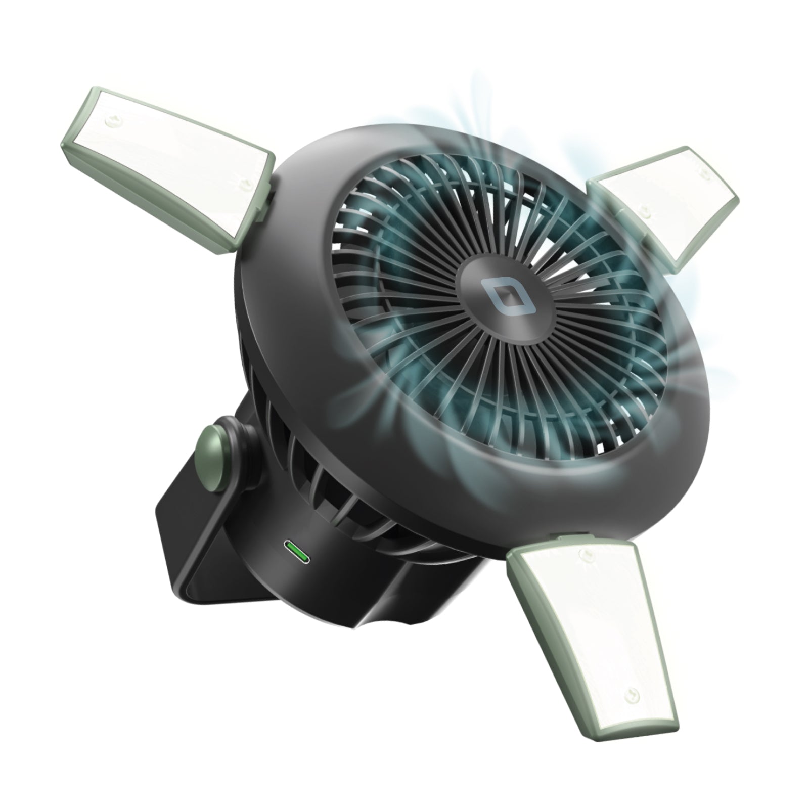 Fan with 4000 mAh Power Bank, adjustable light and solar charging