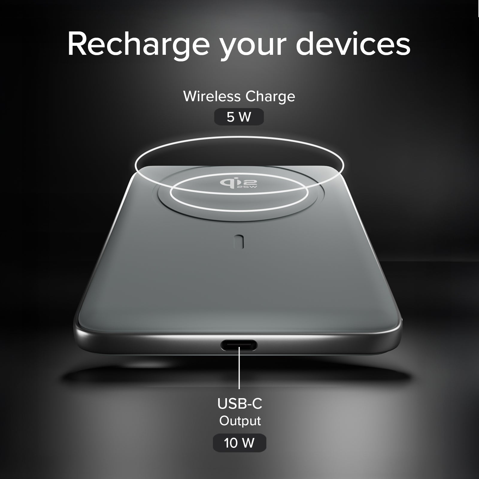 Chargeur magnétique Qi2 15 W de 5000 mAh avec batterie semi-solide et affichage LED