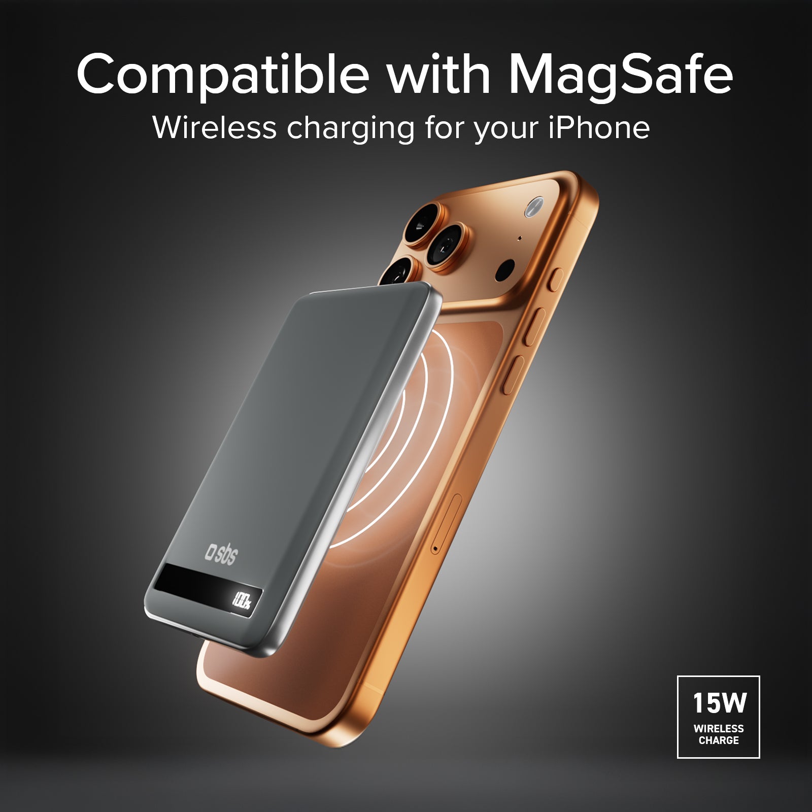 Chargeur magnétique Qi2 15 W de 5000 mAh avec batterie semi-solide et affichage LED