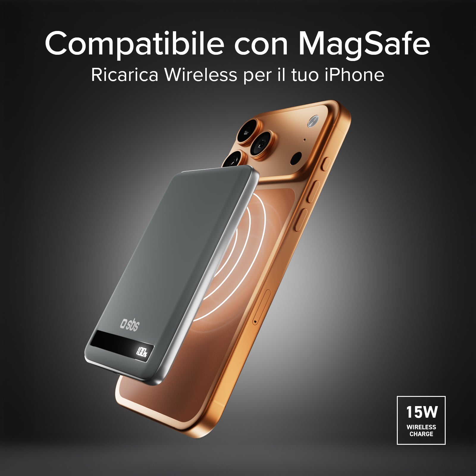 Chargeur magnétique Qi2 15 W de 5000 mAh avec batterie semi-solide et affichage LED