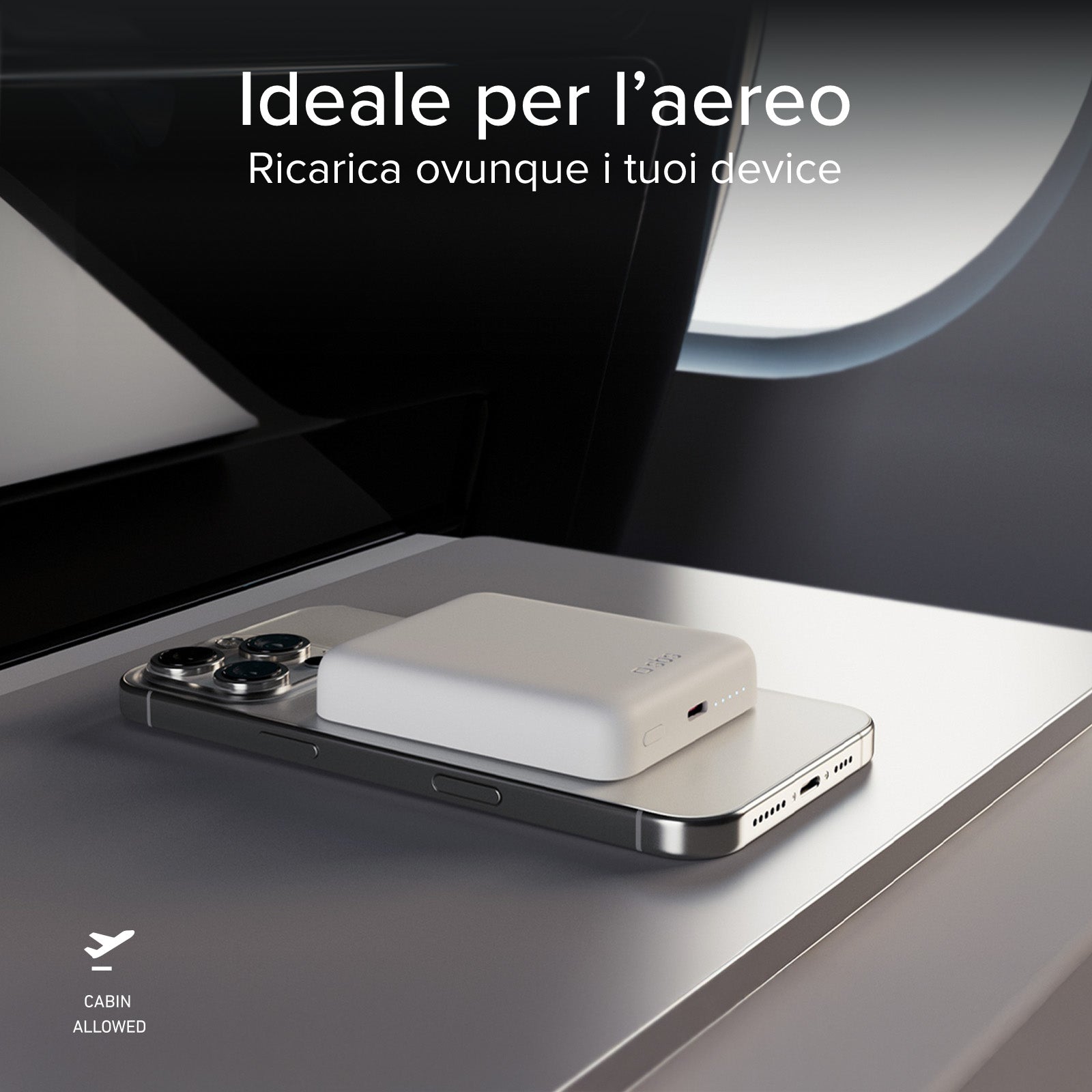 Power bank 5000 mAh wireless ultra compatto