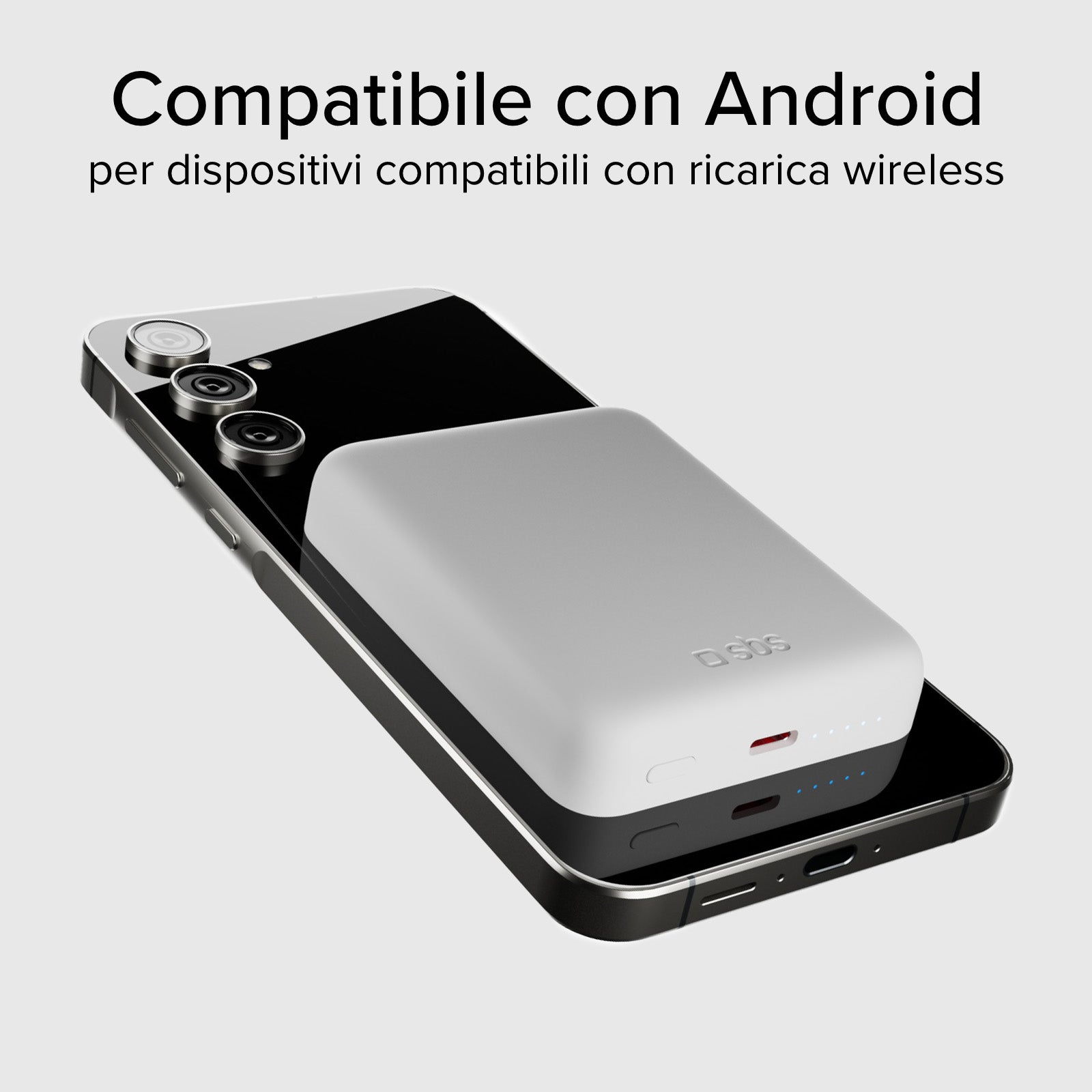 Power bank 5000 mAh wireless ultra compatto