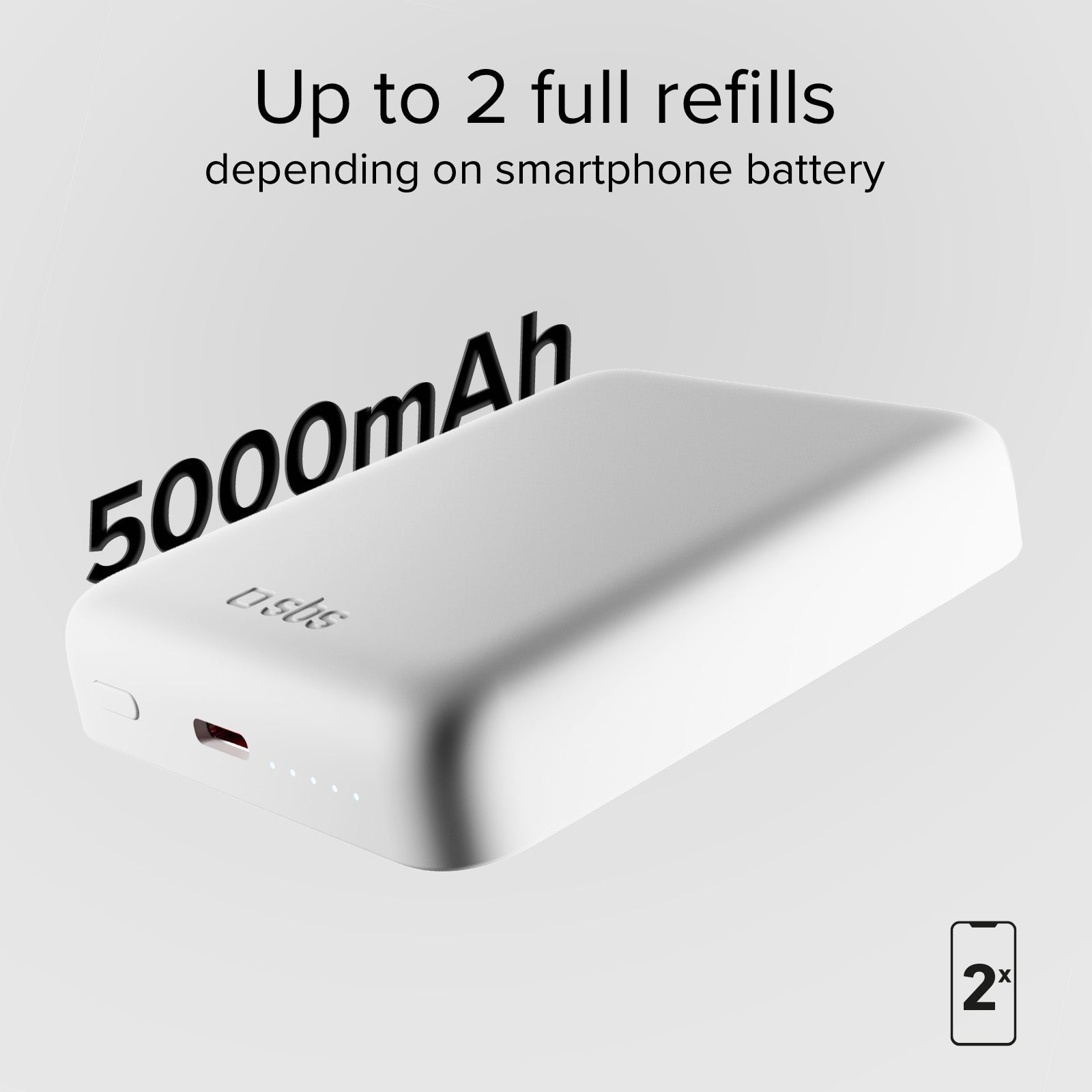 Power bank 5000 mAh wireless ultra compatto