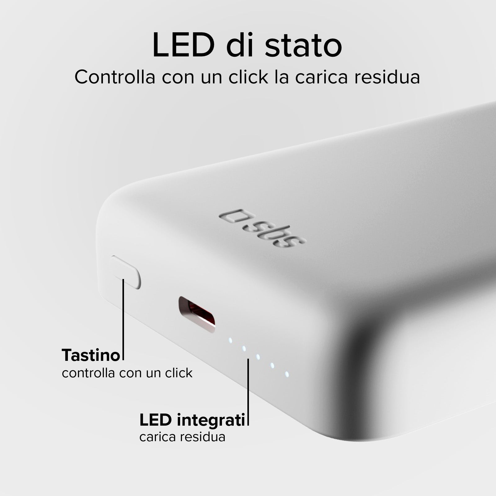 Power bank 5000 mAh wireless ultra compatto