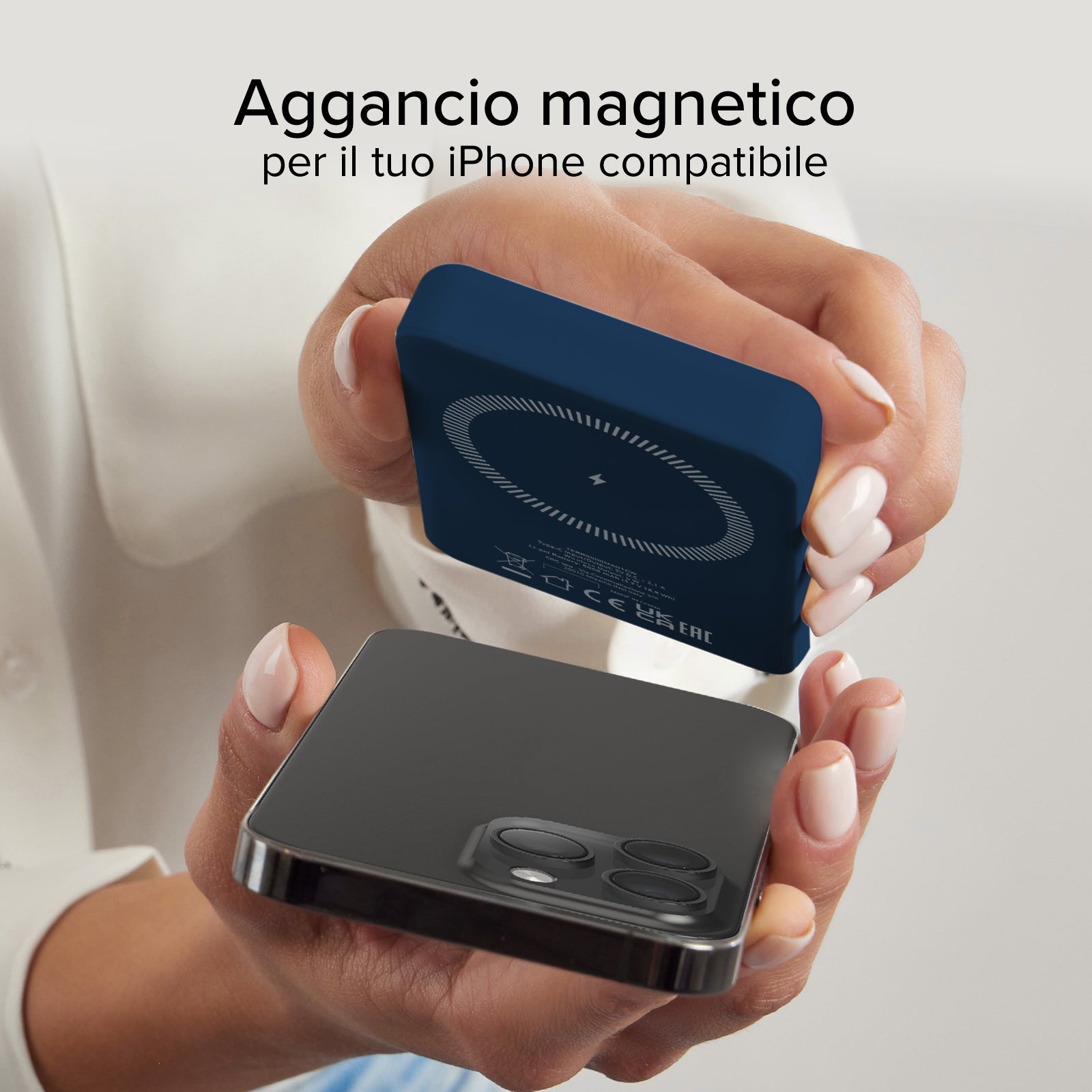 Power bank mag 5.000 mAh Wireless compatibile con iPhone con ricarica MagSafe