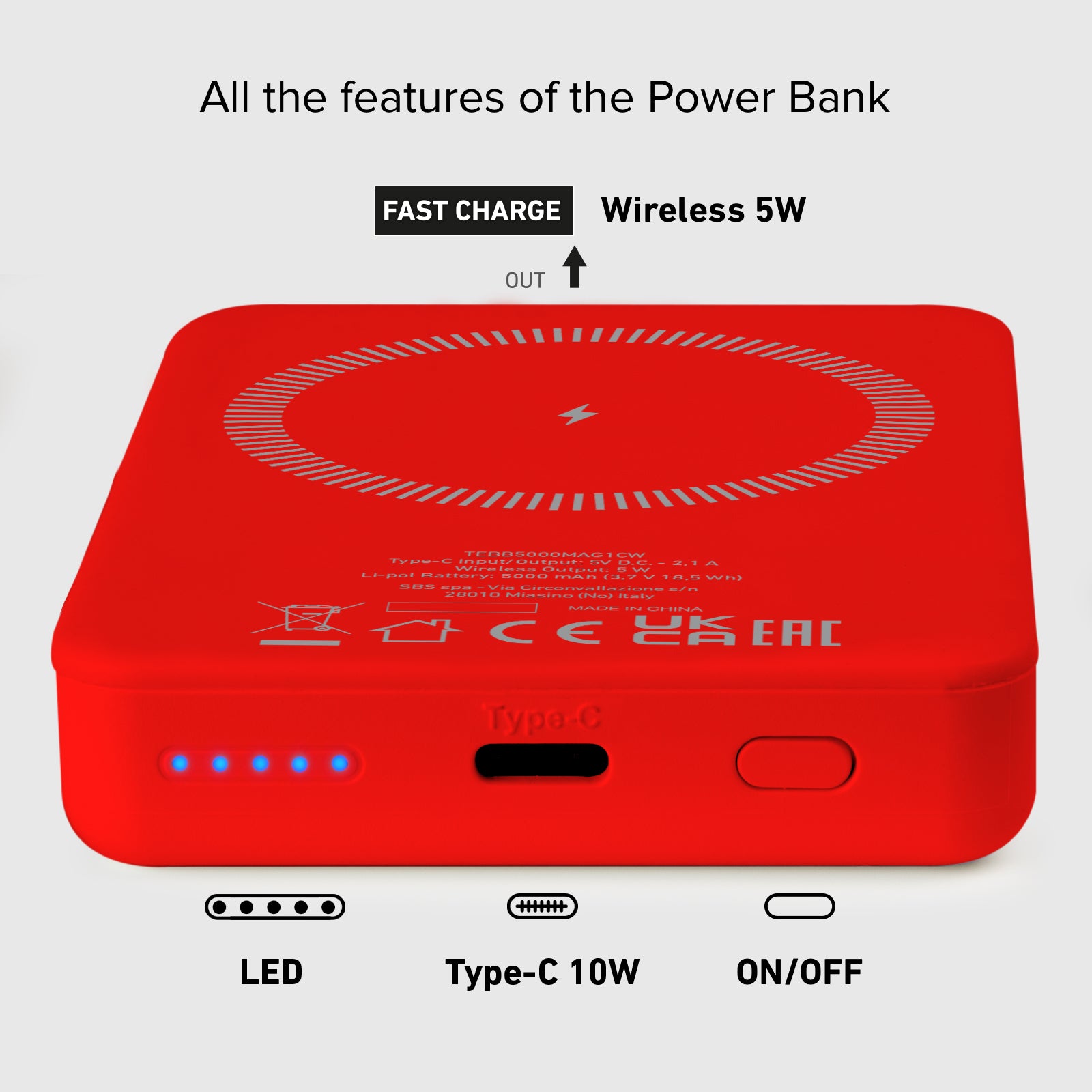 5000 mAh kabellose magnetische Powerbank