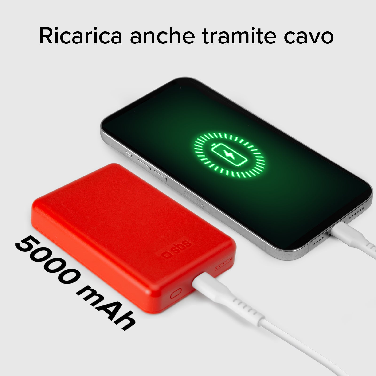 Power bank mag 5.000 mAh Wireless compatibile con iPhone con ricarica MagSafe