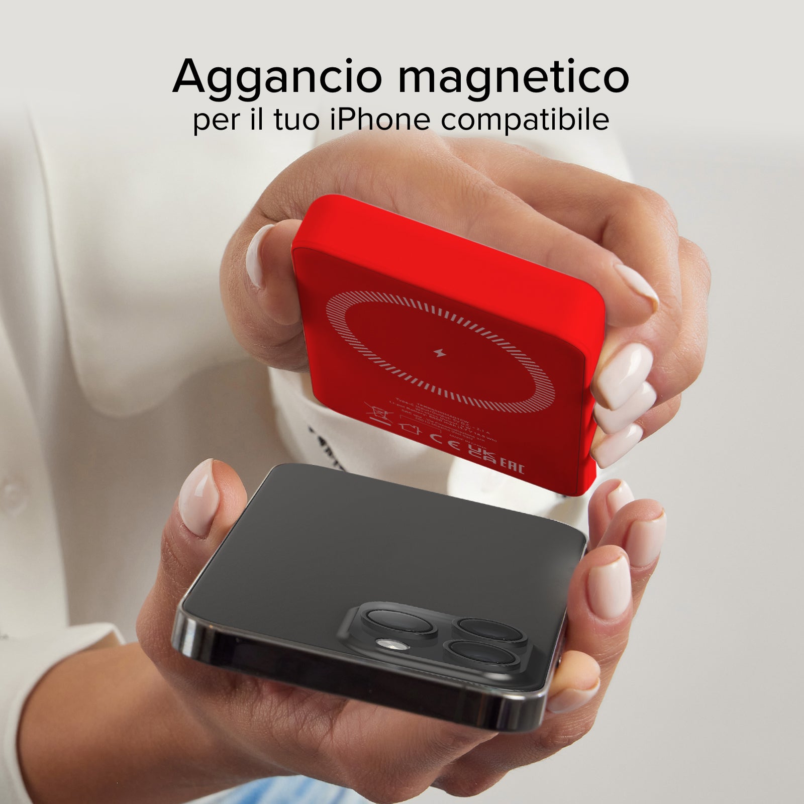 Power bank mag 5.000 mAh Wireless compatibile con iPhone con ricarica MagSafe
