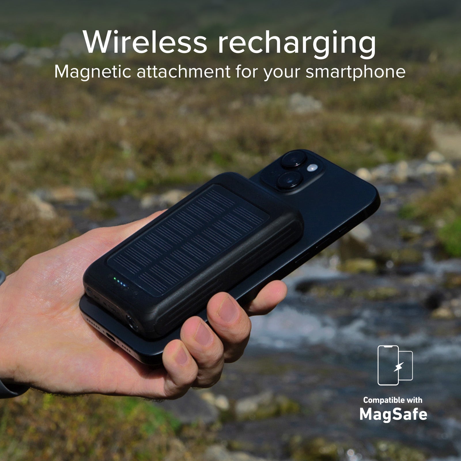 Batterie externe solaire 5 000 mAh avec recharge sans fil